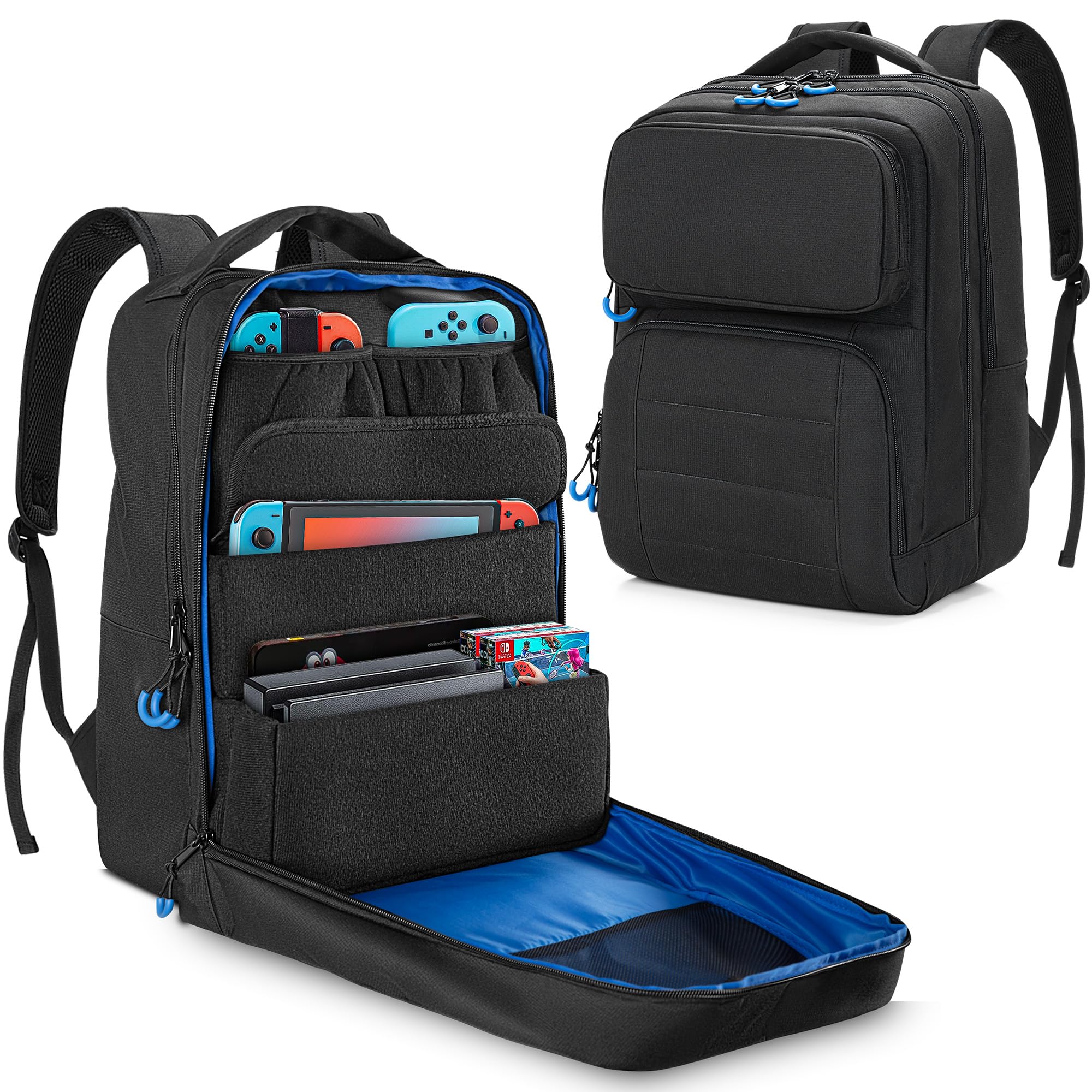 Nintendo Switch/Lite/OLED Travel Storage Backpack - Protective Carrying Case with Multiple Pockets for Docking Station, Controllers & Accessories (Patent Design) | Perfect for Gaming on the Go, Travel & Commuting