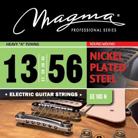 Magma Electric Guitar Strings Heavy Gauge .013-.056 Nickel-Plated Steel for A Tuning (GE180N) - Perfect for Metal, Rock & Drop Tuning Performances