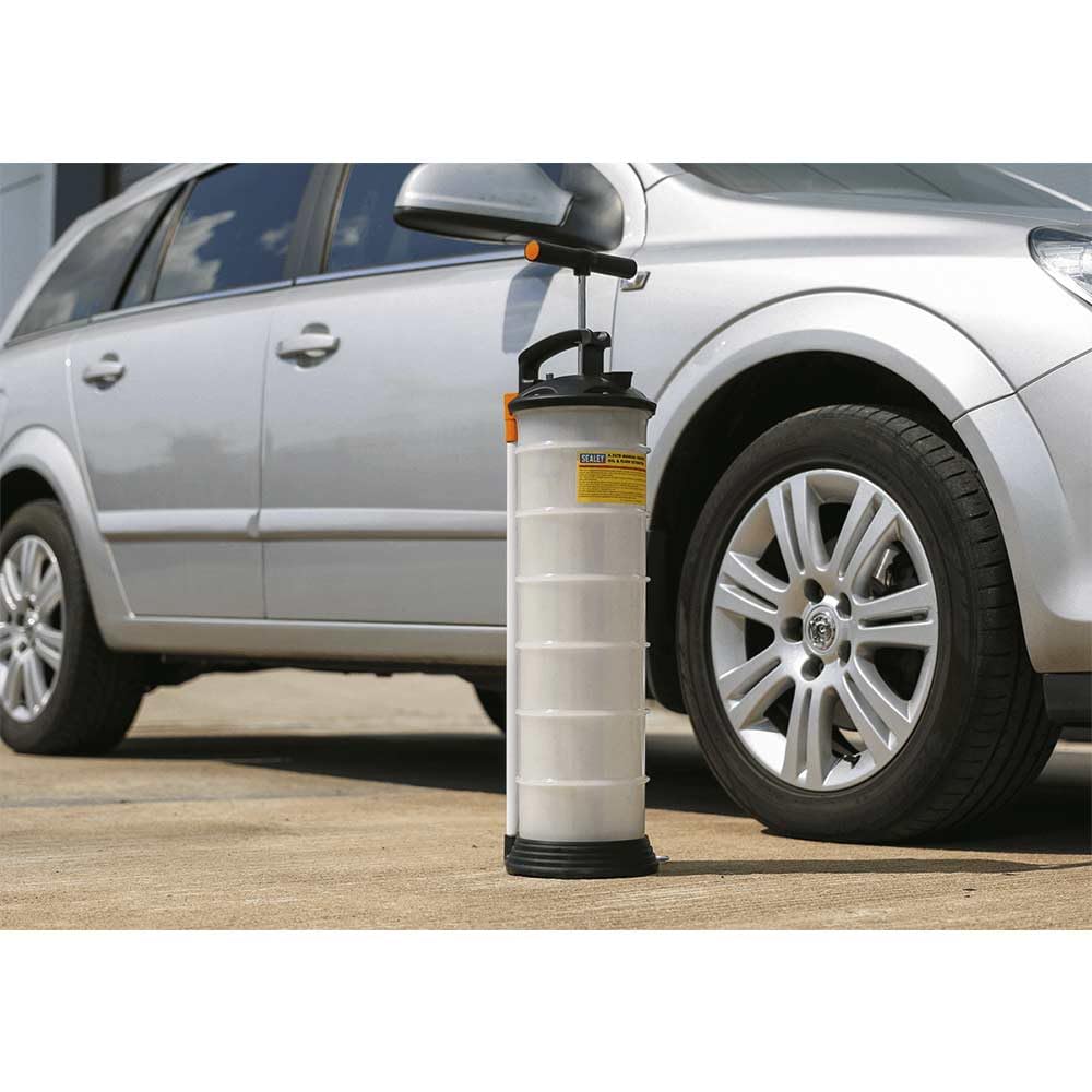 Sealey TP69 6.5L Manual Vacuum Oil and Fluid Extractor Pump - Perfect for Car Maintenance, Motorcycle Oil Change & DIY Fluid Extraction