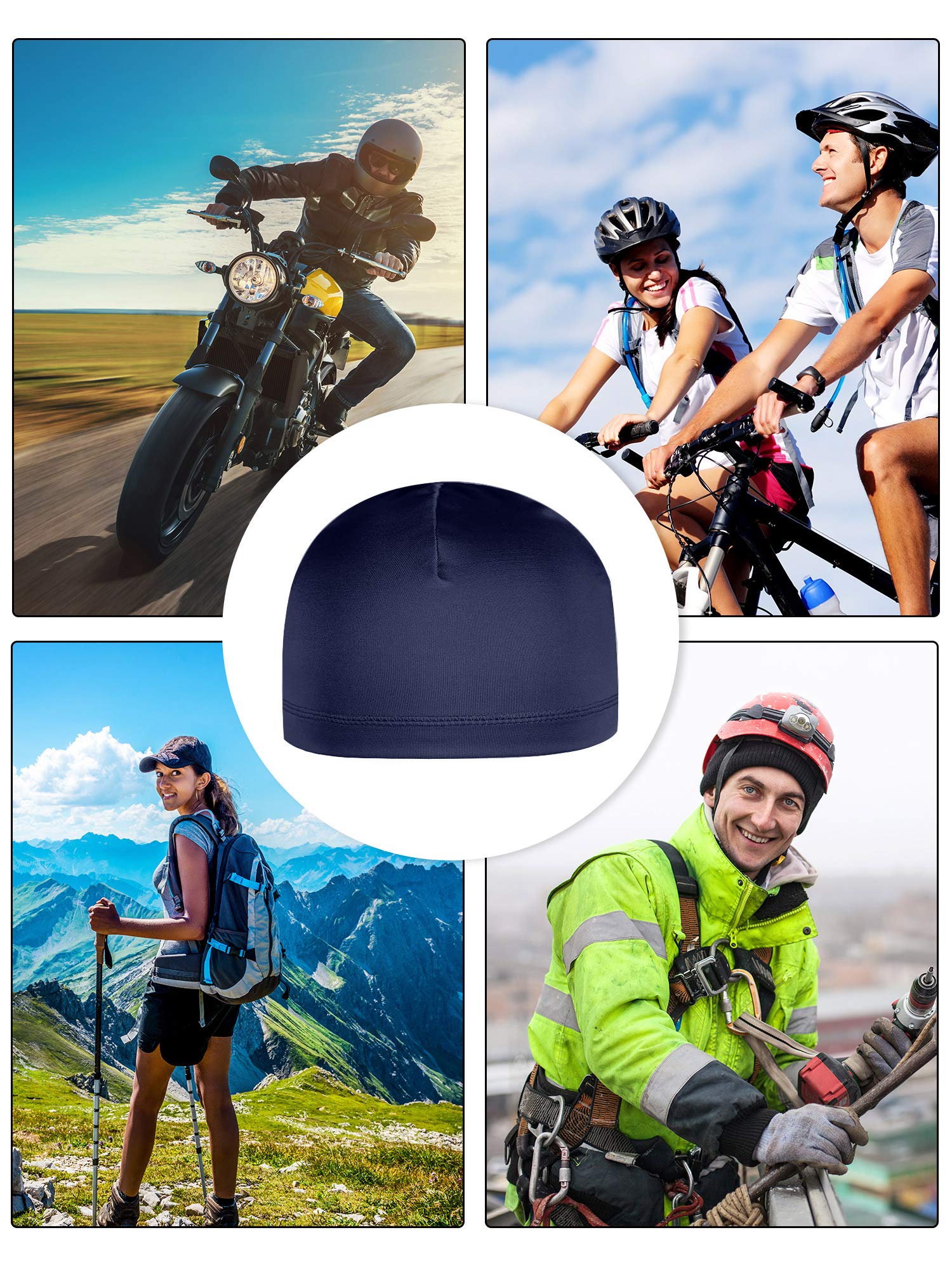 SATINIOR 9-Pack Skull Cap Running Hats for Men - Moisture Wicking Milk Silk Cycling Helmet Liners - Lightweight Breathable Headwear for Running, Cycling, Gym & Outdoor Sports