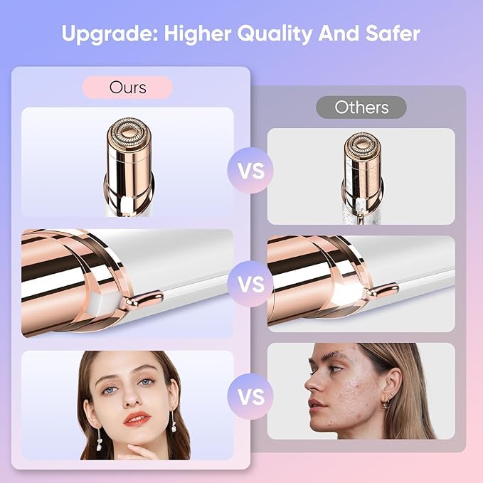 VIFORA Facial Hair Remover for Women - Painless USB Rechargeable Epilator for Face, Chin, Cheeks, Eyebrows & Upper Lip | Portable Hair Removal Device for Smooth Skin at Home or Travel (White)