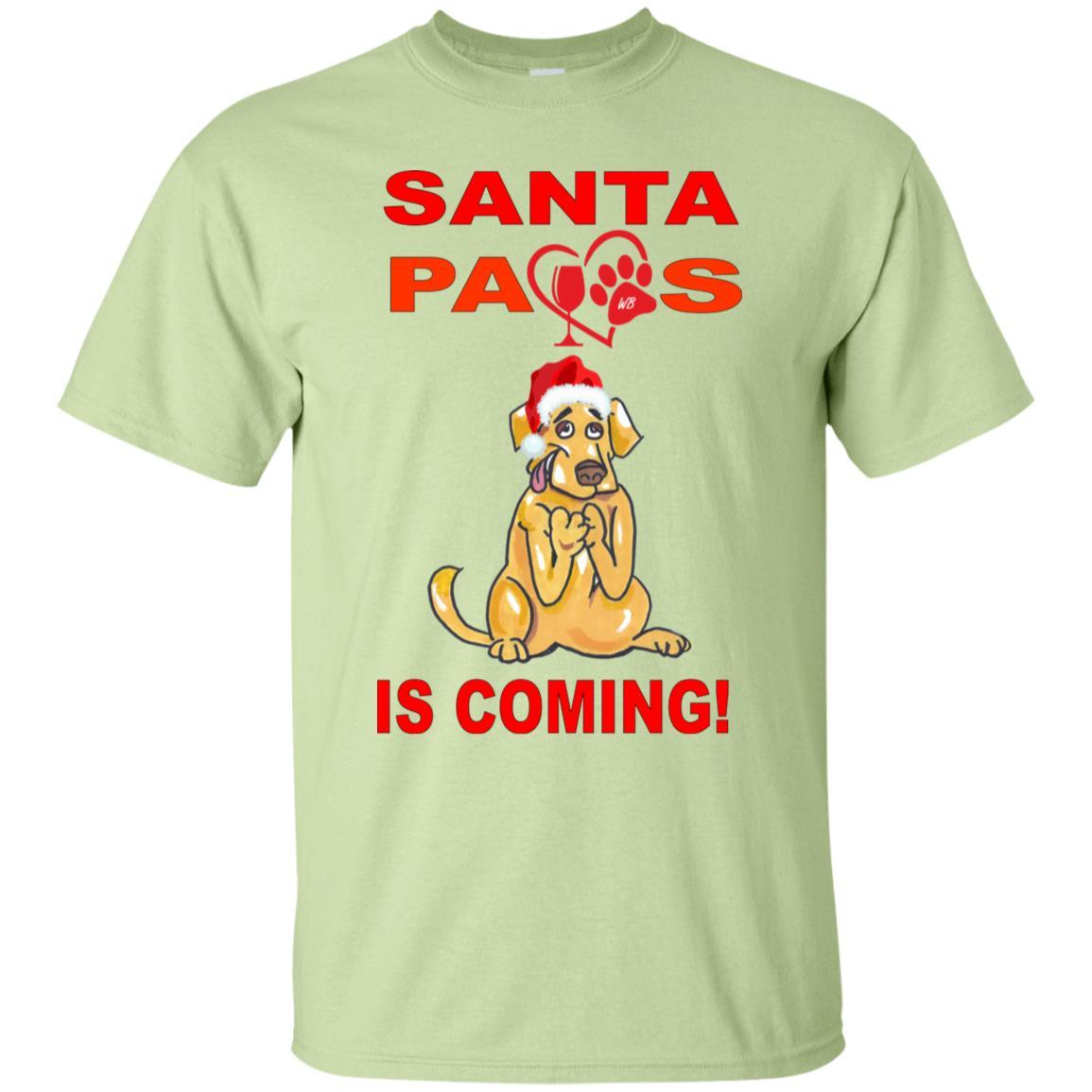Santa Paws Is Coming Christmas Dog Lover T-Shirt - Ultra Soft Cotton Tee for Pet Owners - Funny Holiday Gift for Dog Moms & Dads - Perfect for Christmas Parties & Family Photos