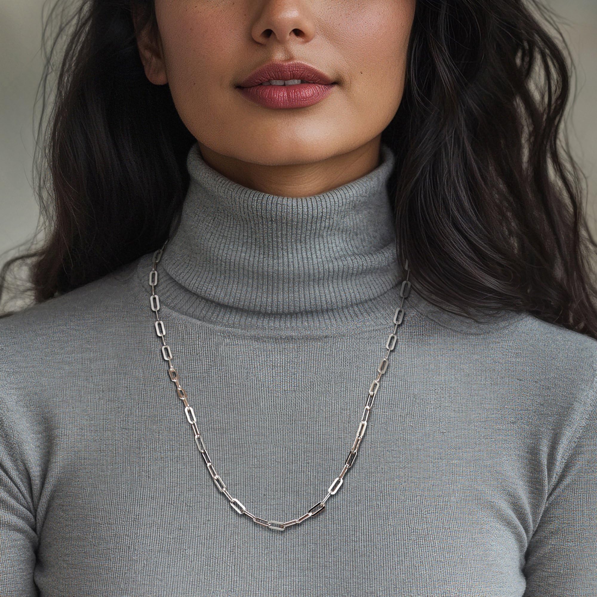 Ross-Simons Italian Sterling Silver Paper Clip Link Necklace - 20 Inch Dainty Chain for Women | Elegant Layering Necklace for Everyday Wear & Special Occasions