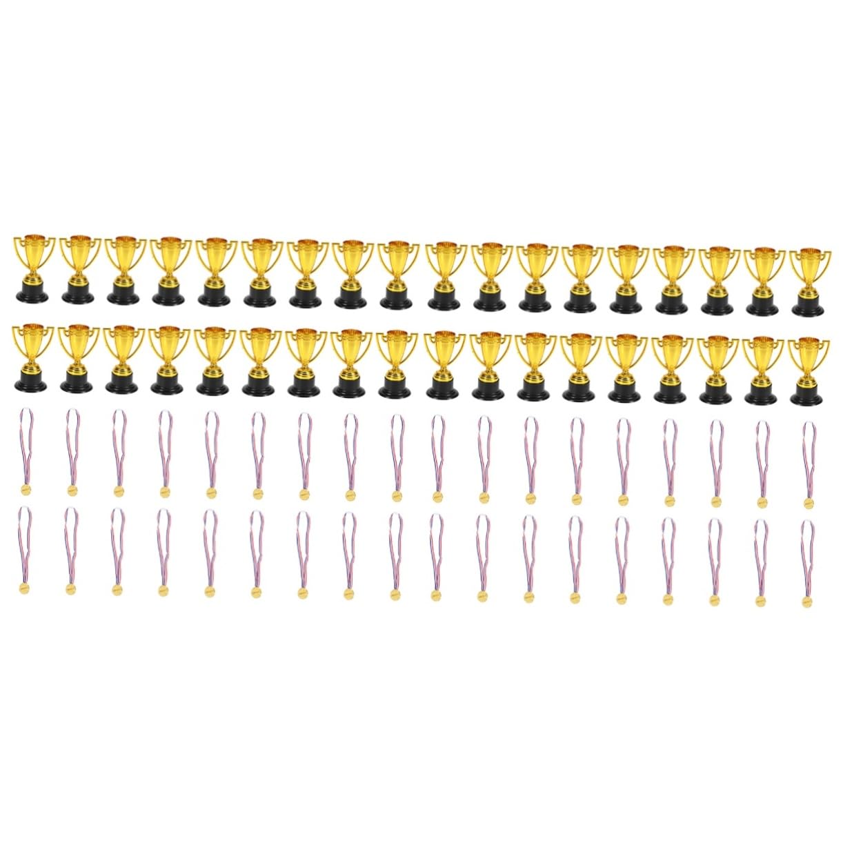 72 Pcs Bulk Mini Trophies & Party Medals - Small Plastic Awards for Kids, Classroom Rewards, Sports Events & Party Favors - Reusable Tiny Toys for Bulk Purchases