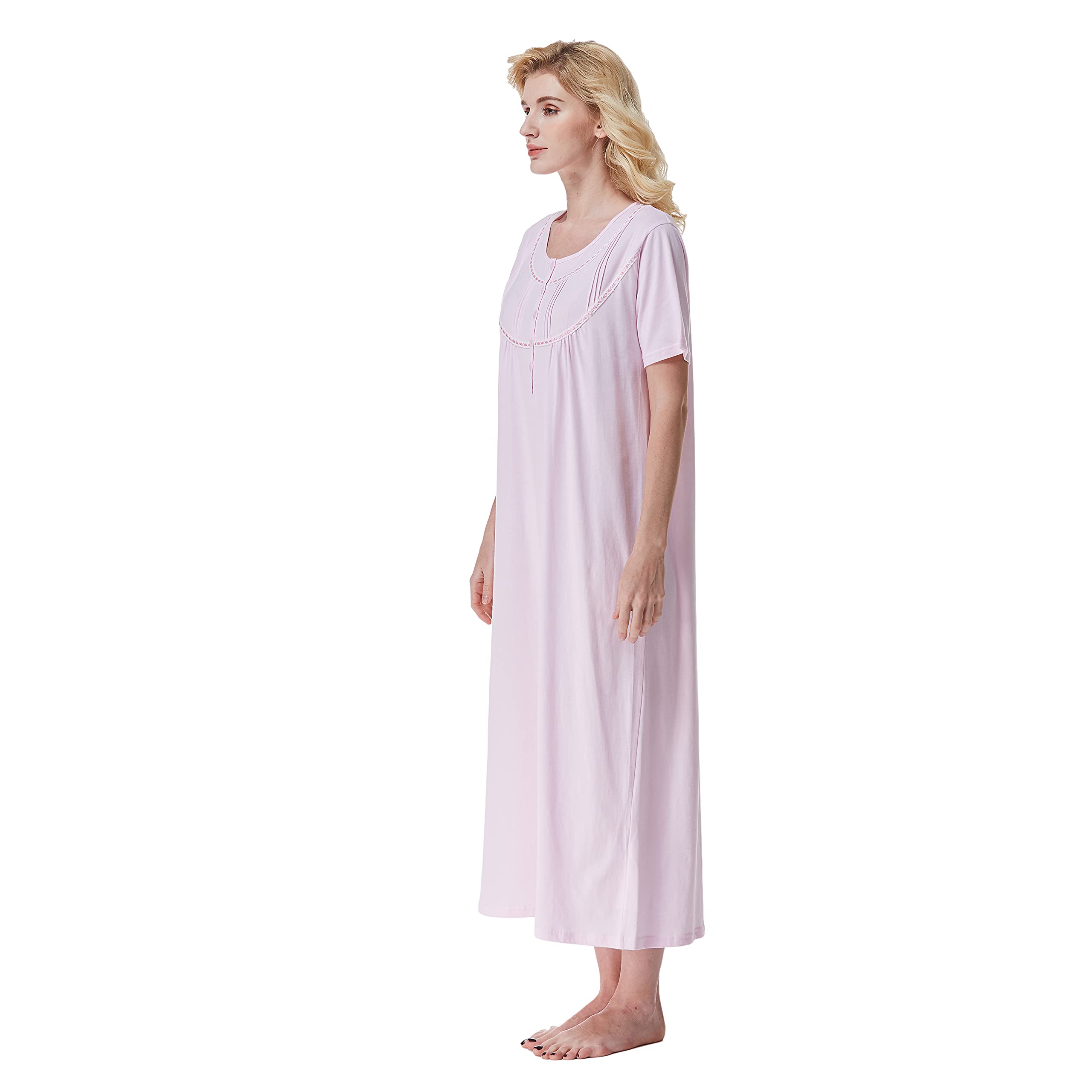 Keyocean Women's 100% Cotton Short Sleeve Nightgown - Soft & Lightweight Sleepwear for Women - Perfect for Summer Nights, Lounge Wear & Comfortable Sleep