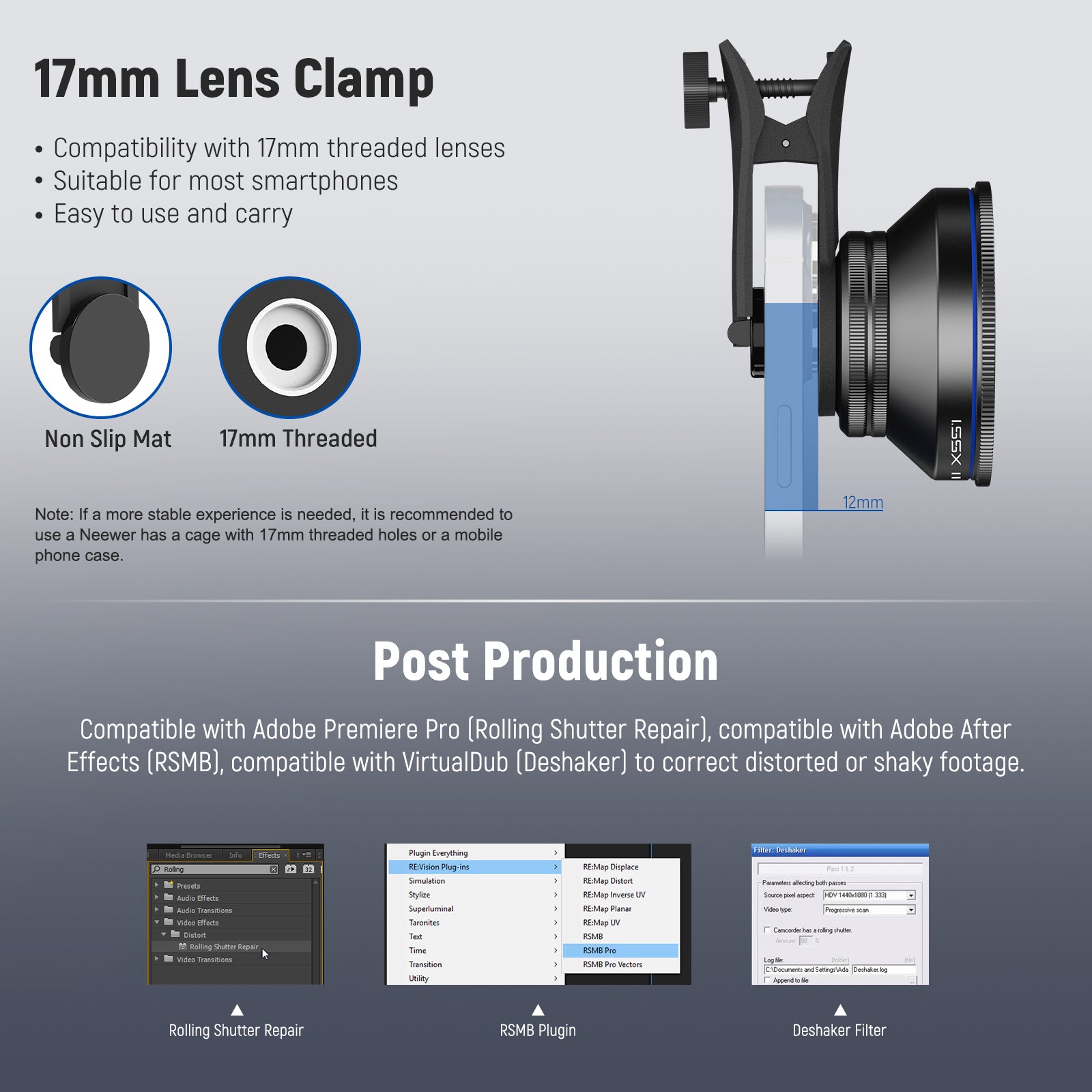 NEEWER LS 43 PRO 1.55x Blue Flare Anamorphic Lens - 17mm Thread Mount for DSLR & Mirrorless Cameras - Perfect for Cinematic Videography & Filmmaking