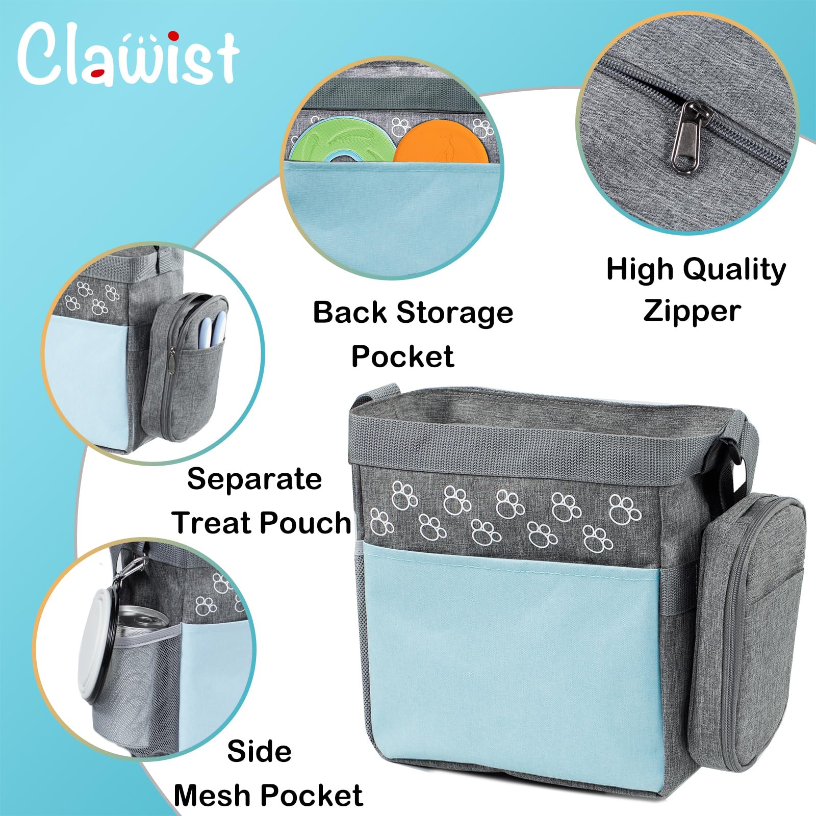Airline Approved Dog Travel Bag with Treat Pouch - Includes 2 Food Containers & Travel Bowls - Perfect Weekend Pet Carrier for Supplies & Accessories - Ideal for Air Travel, Road Trips & Outdoor Adventures