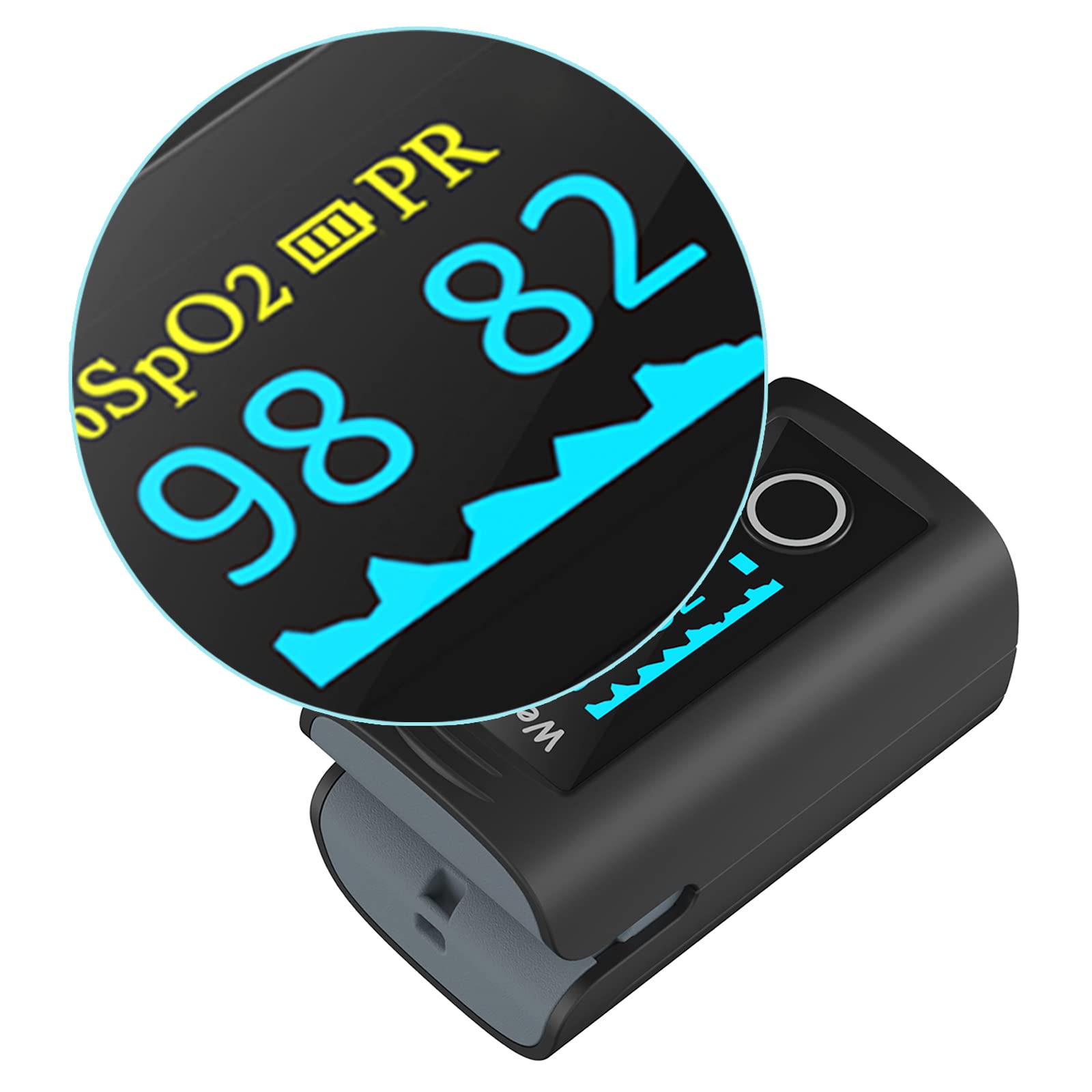 Wellue Fingertip Pulse Oximeter - Accurate Blood Oxygen Saturation Monitor (SpO2) with Batteries, Carry Bag & Lanyard - Portable Oxygen Meter for Fitness, Aviation, Hiking & Health Monitoring