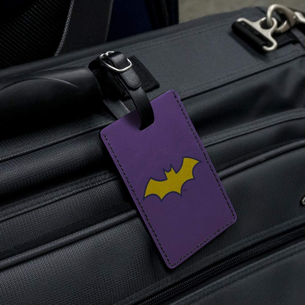 Batman & Batgirl Logo Rectangle Leather Luggage Tag - Durable Suitcase ID Tag for Travel Bags - Perfect for Carry-Ons, Backpacks & Suitcase Identification