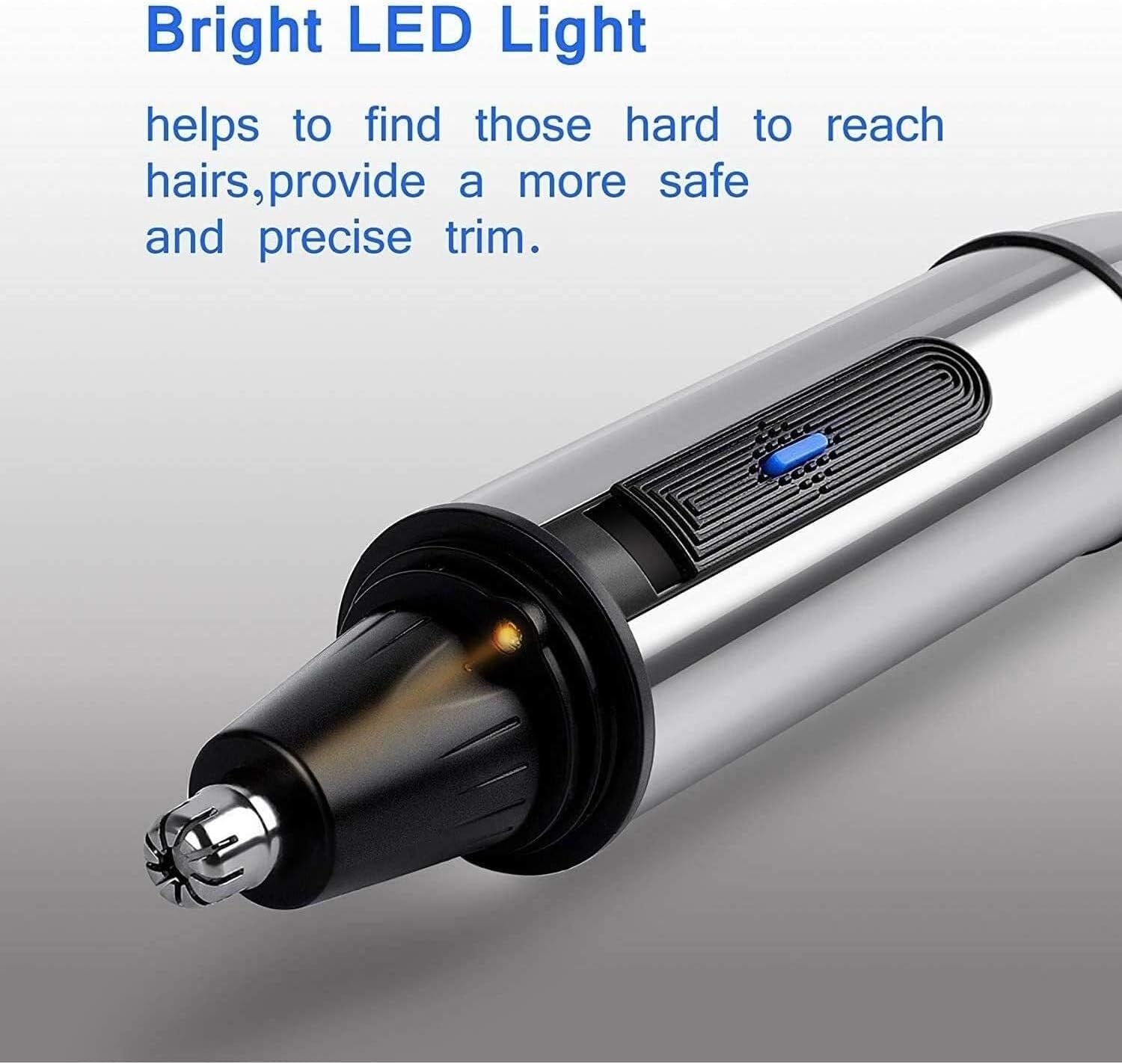 Professional Painless Ear & Nose Hair Trimmer for Men & Women - Battery Operated, IPX7 Waterproof with Dual Edge Blades - Perfect for Eyebrow, Facial & Body Grooming at Home or Travel
