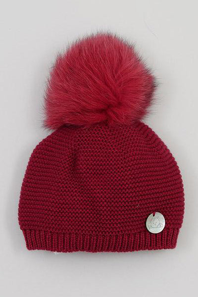 Stylish Garnet Faux Fur Beanie Hat for Women - Winter Warm Knit Cap with Soft Faux Fur Lining - Perfect for Cold Weather, Snow Days & Outdoor Activities