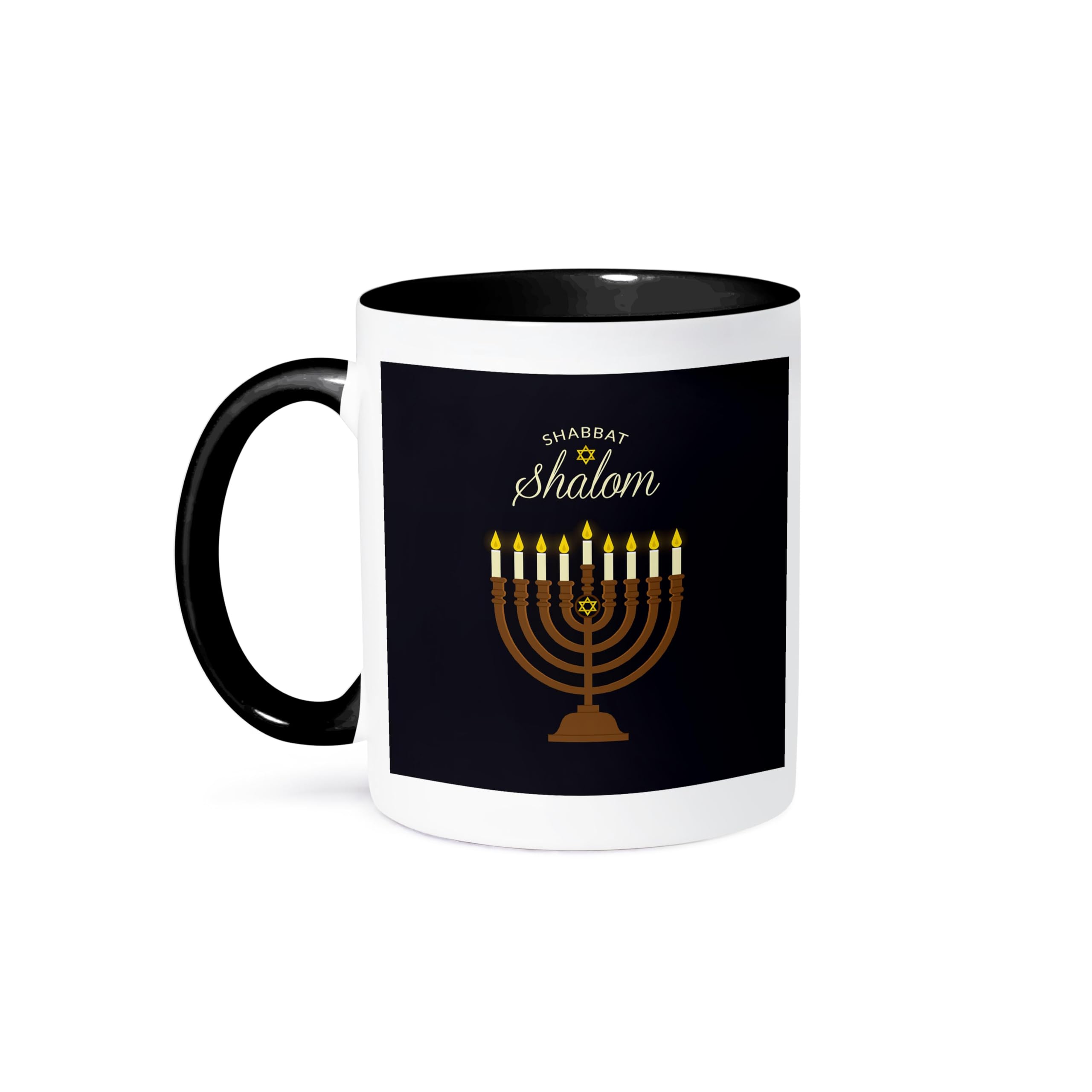 3dRose 11oz Shabbat Shalom Hebrew Israel Religion Candles Coffee Mug - Funny Gift for Jewish Holidays, Home & Office Use