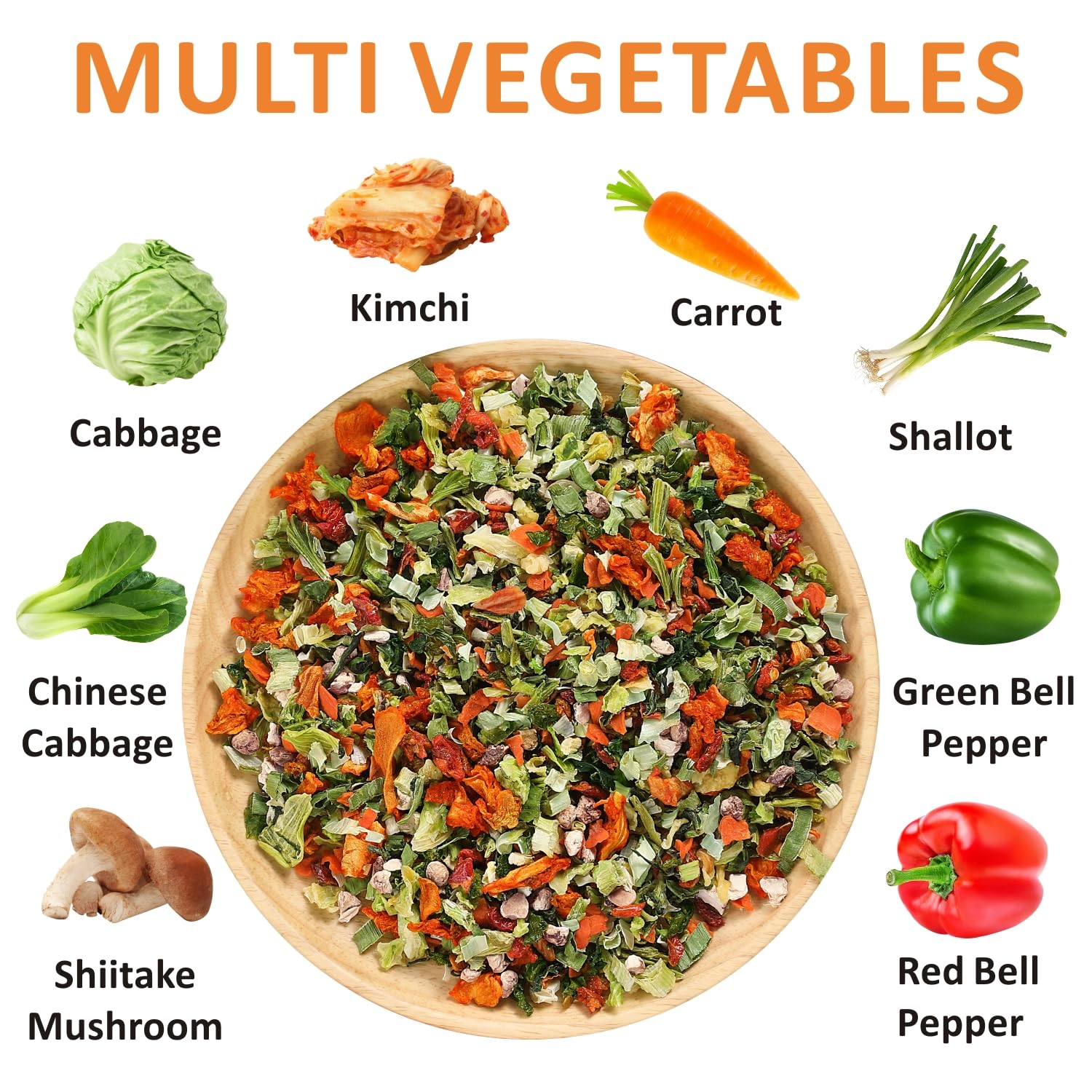 Yimi Kimchi Mushroom Ramen Toppings - Dehydrated Freeze Dried Vegetables Mix with Korean Kimchi & Shiitake Mushrooms for Noodles, Rice & Soup | All Natural Gluten-Free Emergency Food | Perfect for Camping, Hiking & Pantry Storage (16 oz)