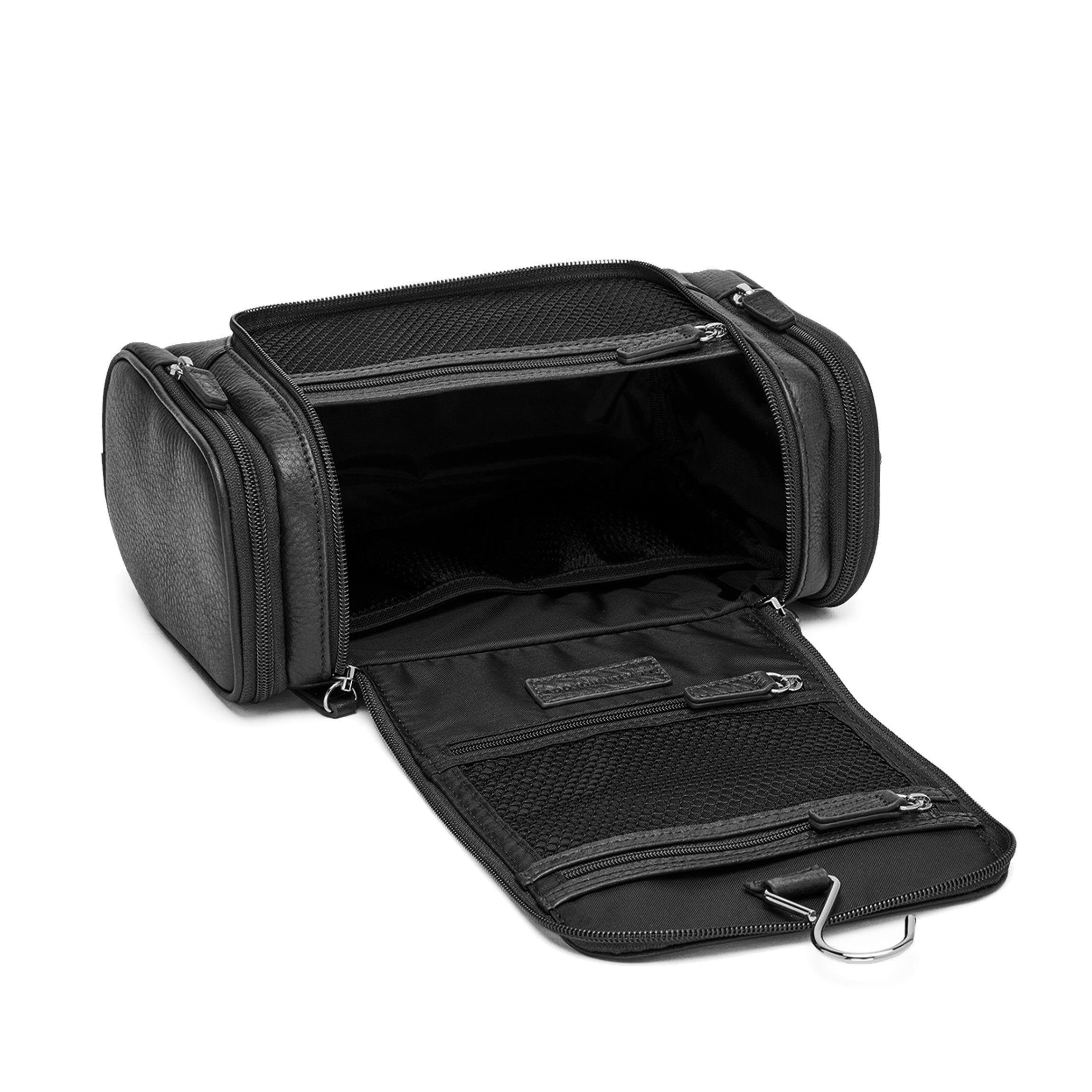 Premium Ebony Hanging Toiletry Bag for Travel - Compact Cosmetic Organizer with Hooks for Bathroom, Gym & Camping Essentials
