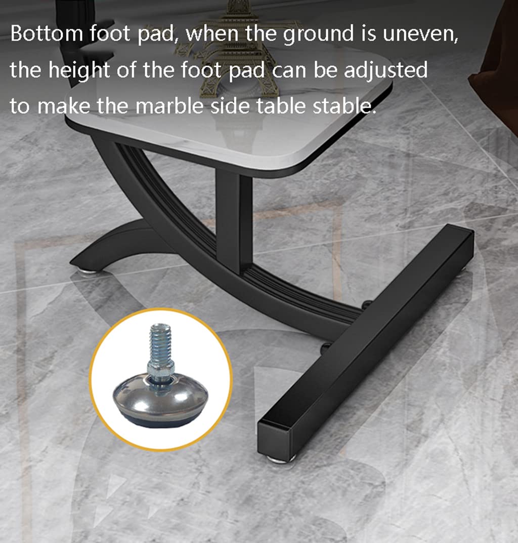 Luxury 2-Tier Marble Side Table - Square Corner End Table for Living Room, Bedroom, Hotel | Modern Sofa Table & Nightstand | White & Black Marble Finish | Perfect for Coffee, Books & Decor