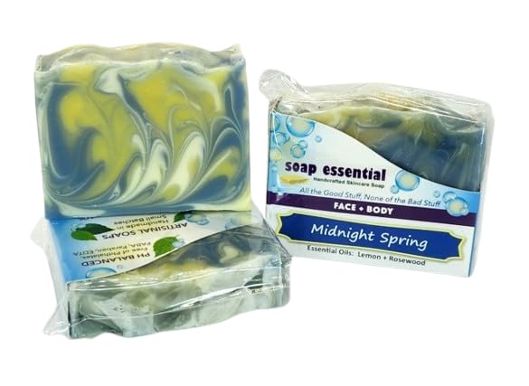 Midnight Spring Vegan Handmade Soap - Natural Rosewood & Lemon Essential Oil Bar for Relaxation & Skin Care | Perfect for Bath, Shower & Gift Giving