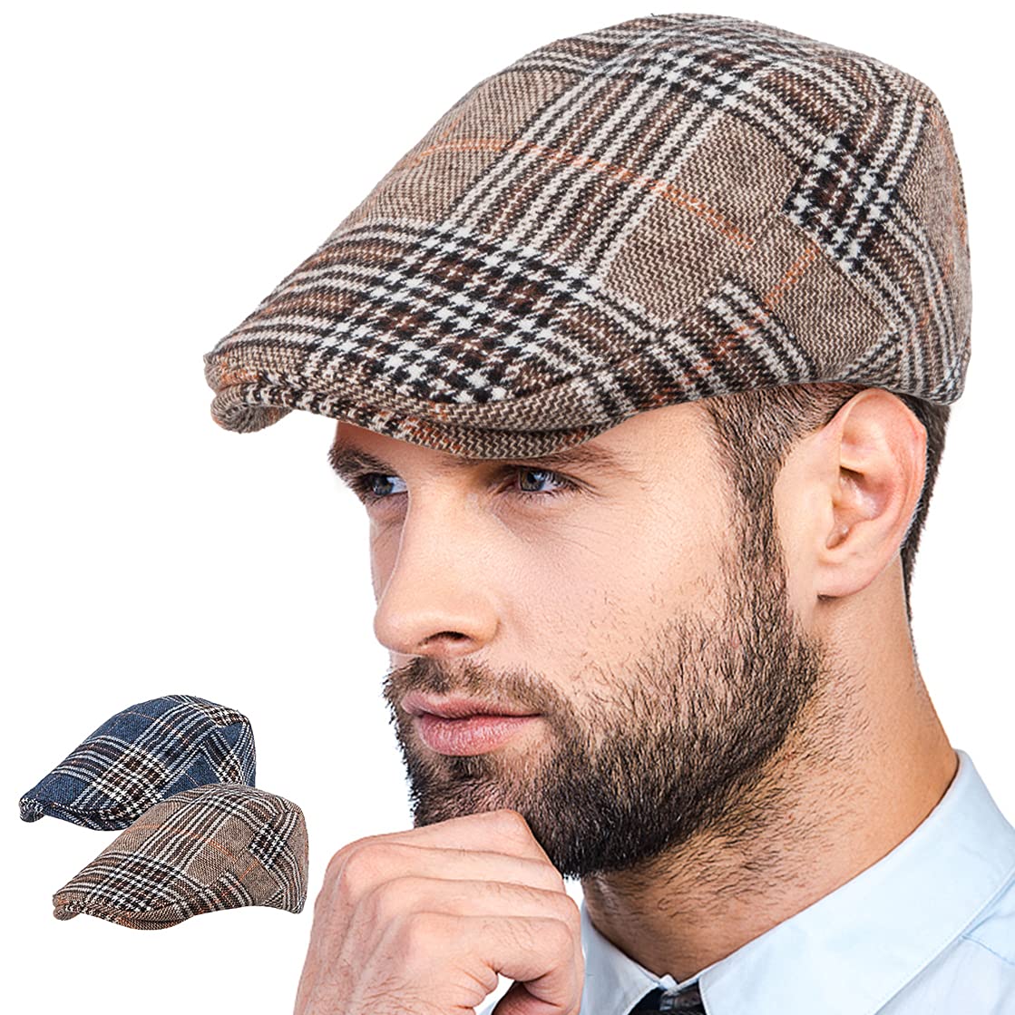 LADYBRO 2-Pack Unisex Flat Cap Newsboy Hat for Men & Women - Vintage Scally Cap Summer Golf Hat | Perfect for Golfing, Outdoor Activities & Casual Fashion