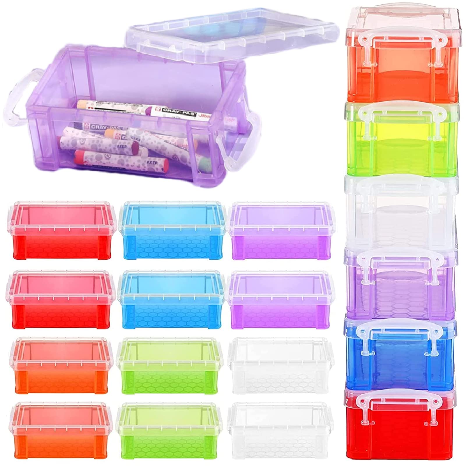 Tatuo 18-Piece Small Plastic Crayon Storage Box with Lid - 5.31