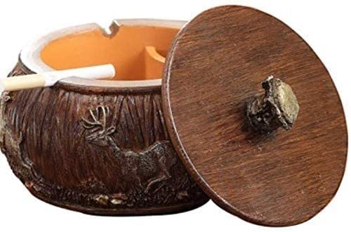 AMBAYZ Resin Ashtray with Lid - Retro Style 150x110mm Indoor/Outdoor Ashtray for Home, Office, Bar, Coffee Shop & Restaurant - Perfect for Smoking Areas, Patio, Garden & Clubhouse Decor