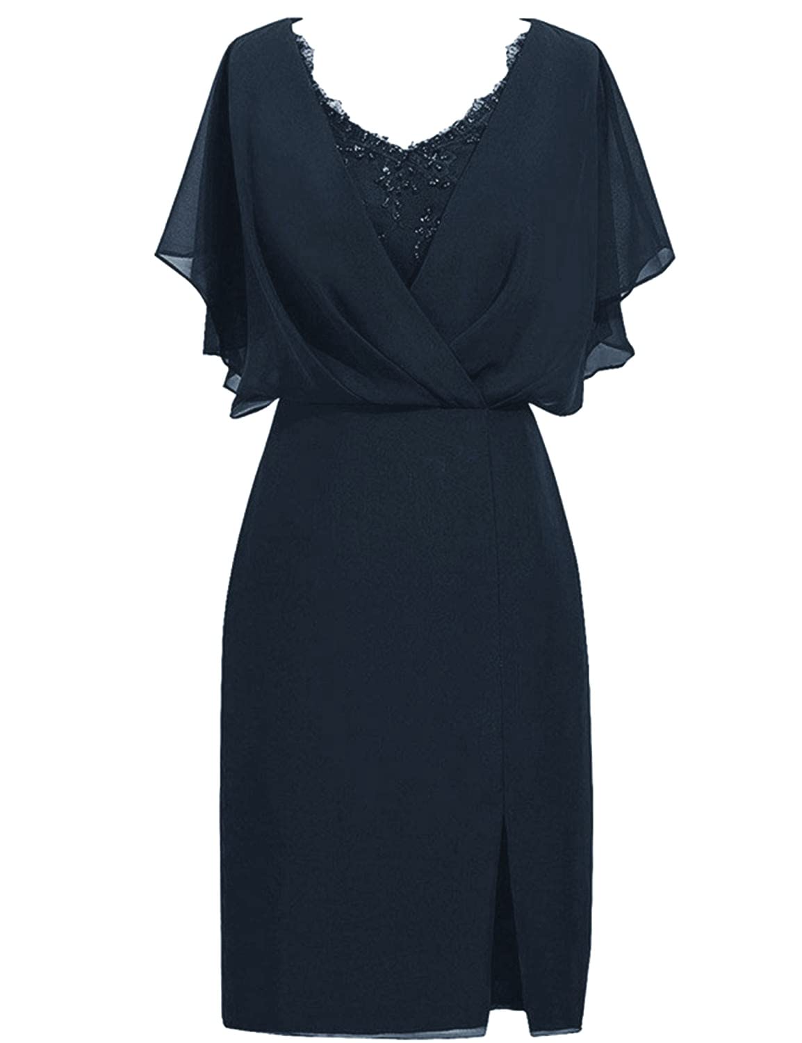 Elegant Knee-Length Chiffon Mother of The Bride Dress - A-Line Formal Evening Gown for Weddings, Receptions & Special Occasions