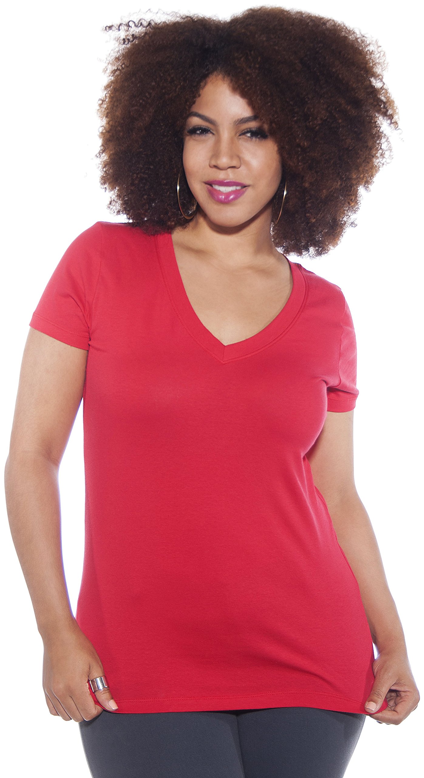 4 Pack Zenana Women's Basic V-Neck T-Shirts - Soft Cotton Casual Tees for Everyday Wear - Perfect for Layering, Work & Weekend Outfits