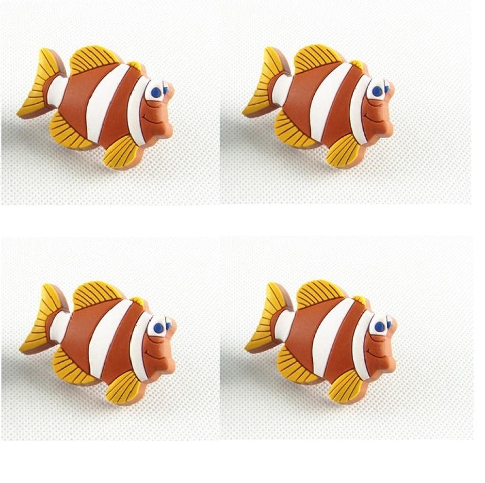 Soft Grip Cabinet Knobs 4-Pack - Fish Shaped Dresser Drawer Pulls for Kids & Baby Room Furniture - Safe & Childproof Door Handles for Nursery, Bedroom, and Playroom Storage