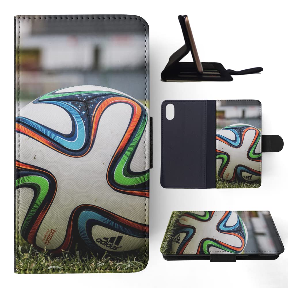 Premium Soccer Football Sports Flip Wallet Phone Case for Apple iPhone X & iPhone Xs - Durable PU Leather Cover with Card Slots & Kickstand - Perfect for Sports Fans & Outdoor Activities