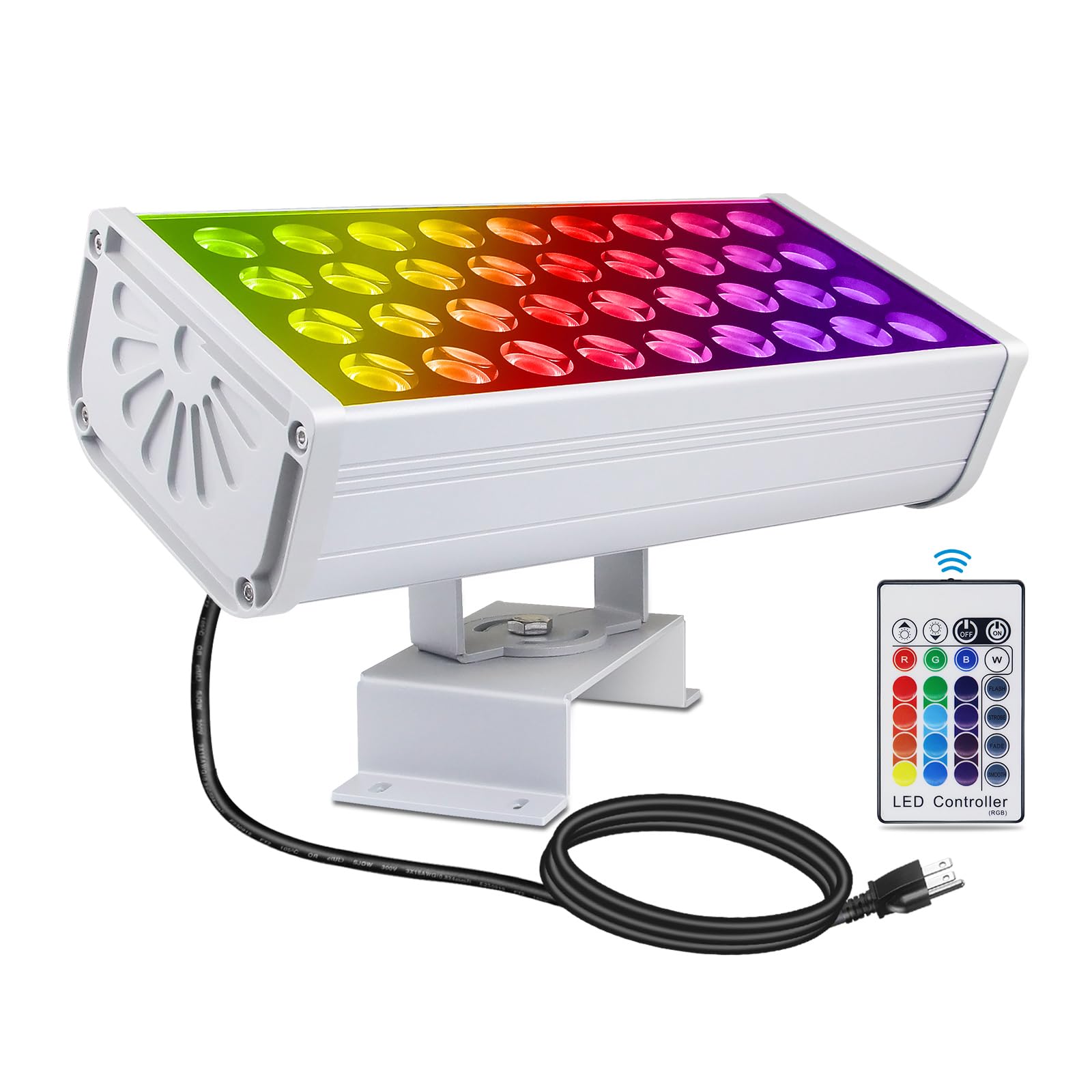 Yasotek 144W RGBW LED Wall Washer Light with RF Remote - 5000K Color Changing, Dimmable, Waterproof Flood Light for Church, Bridge, Hotel, Yard, Party & Wedding Decorations | Perfect for Outdoor Building Facades, Landscape Lighting & Event Illumination