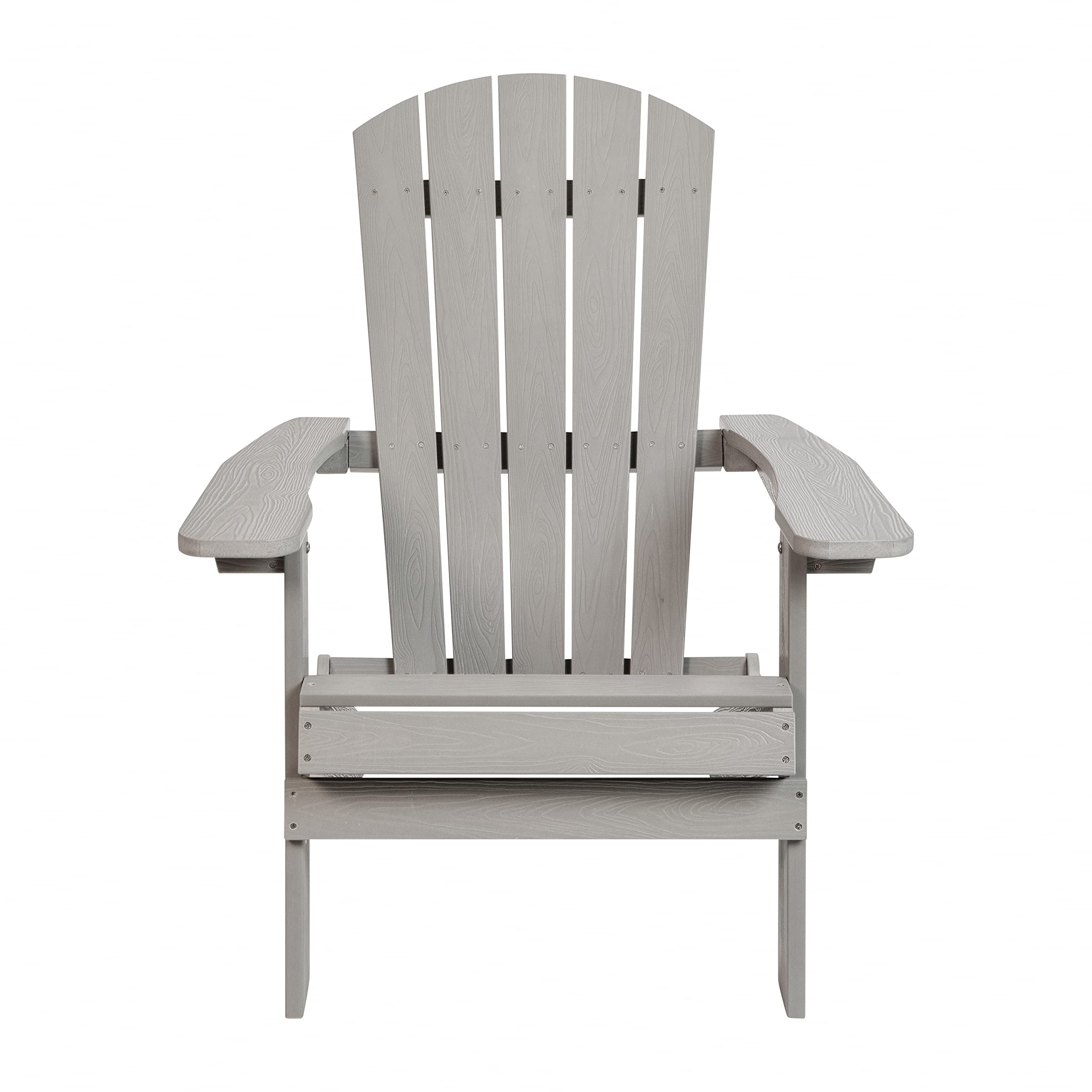 EMMA + OLIVER All-Weather Poly Resin Folding Adirondack Chair in Gray - Outdoor Patio Furniture for Garden, Poolside, Deck, and Backyard Relaxation