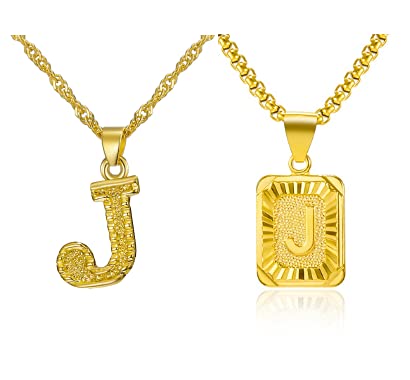 TOOSUO 18K Gold Plated A-Z Initial Letter Pendant Necklace for Men & Women - Personalized Name Necklace with Gold Chain (Choose Letter A-Z) - Perfect Gift for Birthday, Anniversary & Valentine's Day