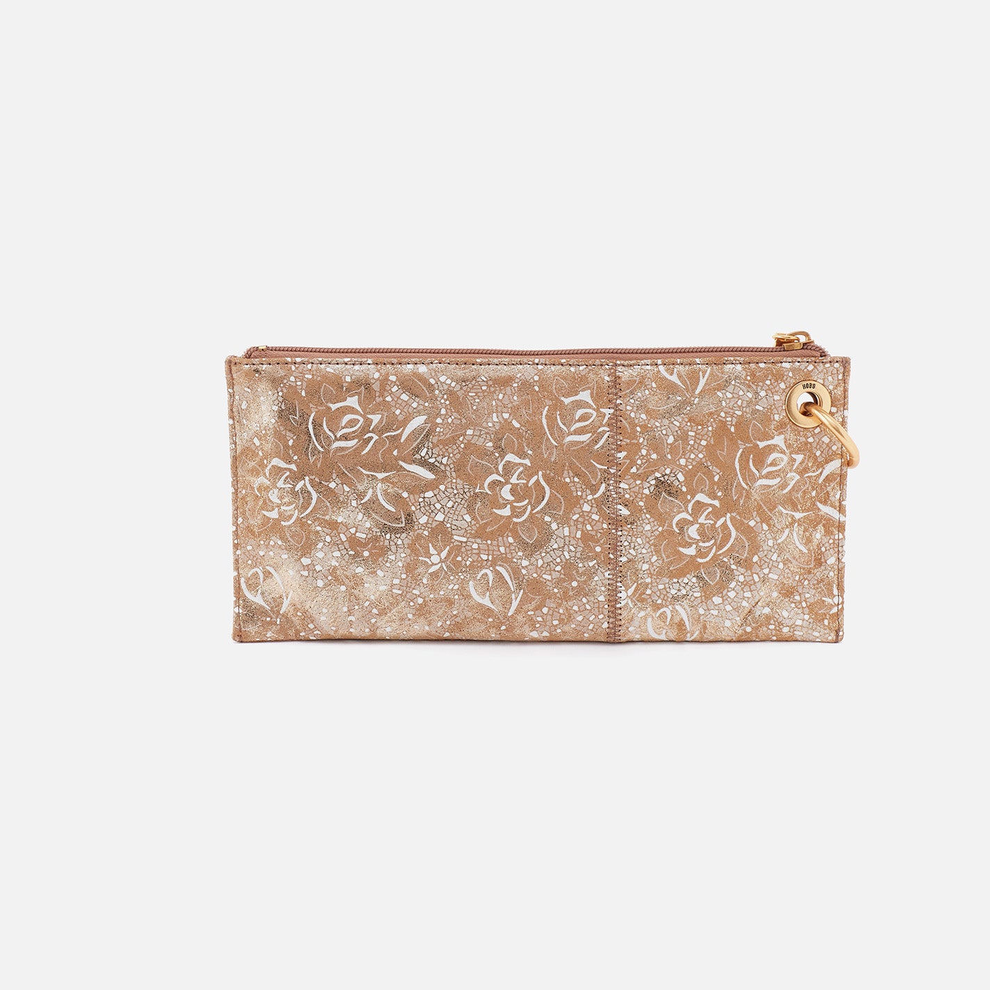Vida Printed Leather Wristlet - Gilded Petals Design | Elegant Crossbody Wallet for Women | Perfect for Parties, Shopping & Everyday Use