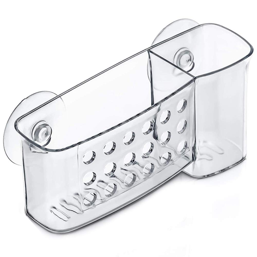 Clear Shower Caddy with Suction Cups - Bathroom Organizer for Soap, Shampoo & Toiletries | Space-Saving Bath Storage Basket for Showers, Bathtubs & Vanities