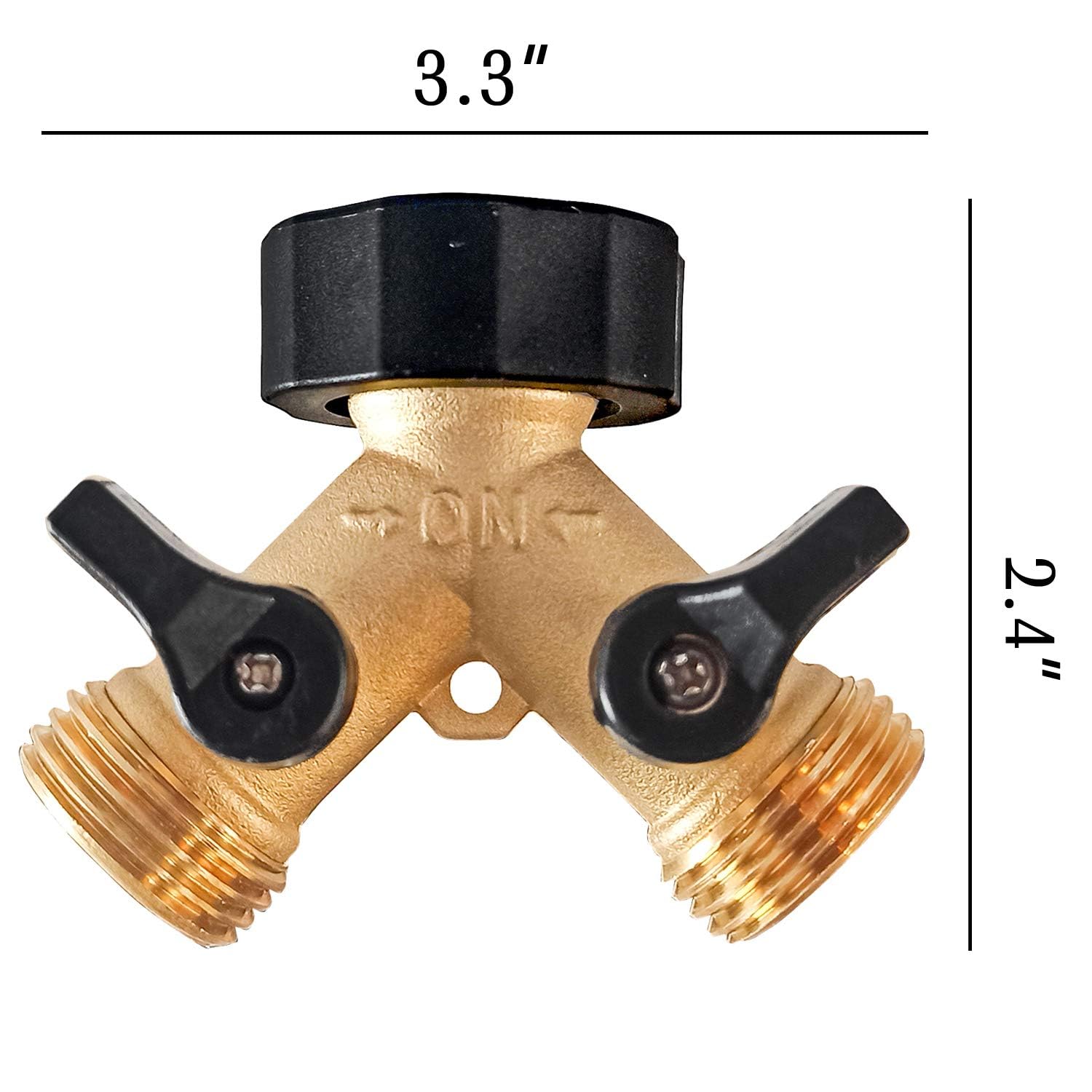 Hourleey 2-Way Brass Garden Hose Splitter - 3/4