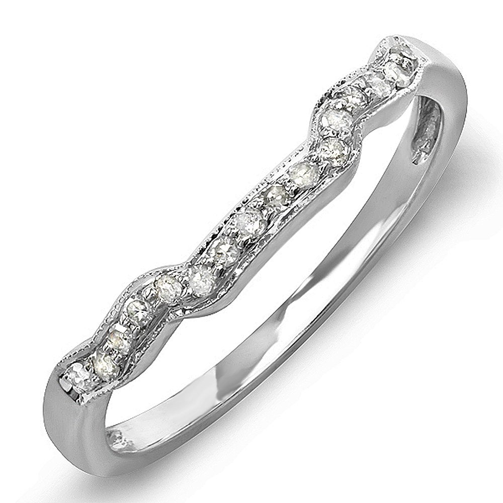0.15 Cttw 14K Round Diamond Women's Wedding Ring Band Enhancer Guard - Solid White Gold Anniversary Jewelry for Her - Perfect for Bridal, Engagement & Special Occasions