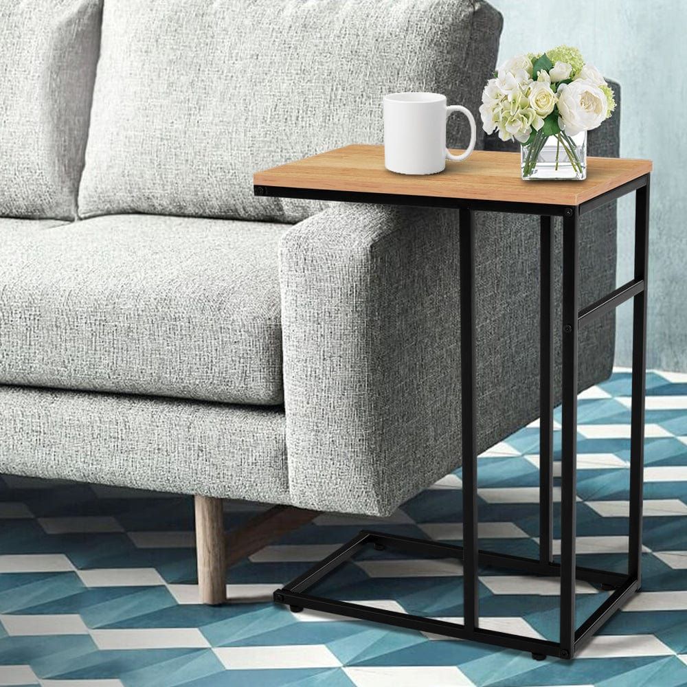 Modern Coffee Side Table - Wooden & Metal Frame Laptop Desk for Bedroom, Living Room & Office - Perfect for Bedside, Sofa & Workspace Use