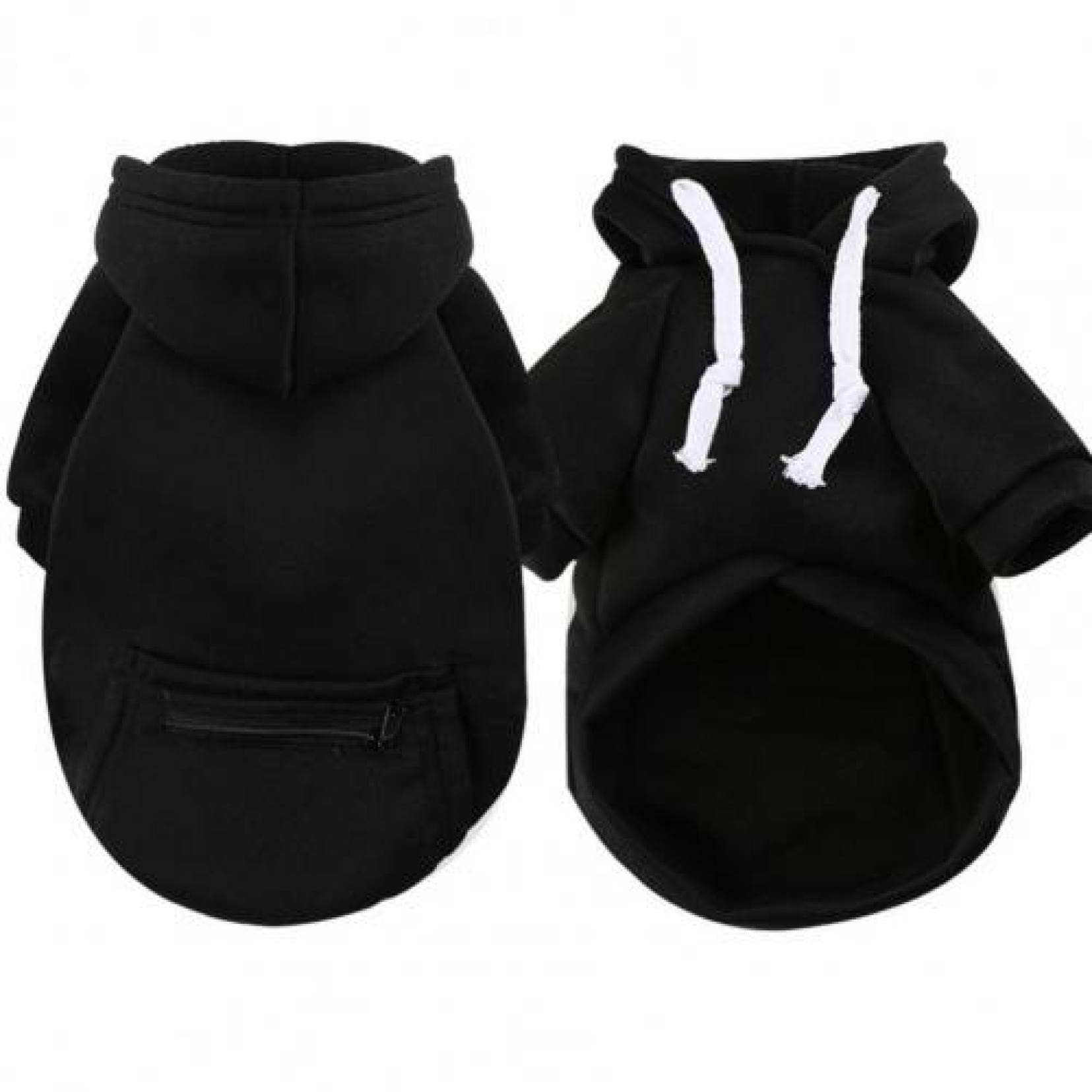 Dog Hoodie with Back Pocket - Polyester Pet Sweatshirt for Small & Medium Dogs - Outdoor Drawstring Coat for Walking & Playtime