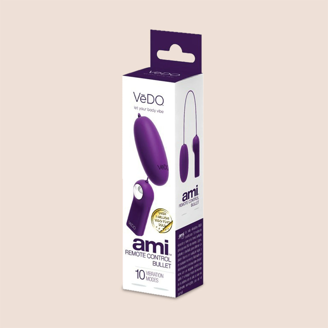 VeDO Ami Rechargeable Remote Control Vibrating Bullet - Powerful Mini Massager for Couples, Solo Play & Sensual Enhancement - Perfect for Bedroom Fun, Relaxation & Intimate Moments