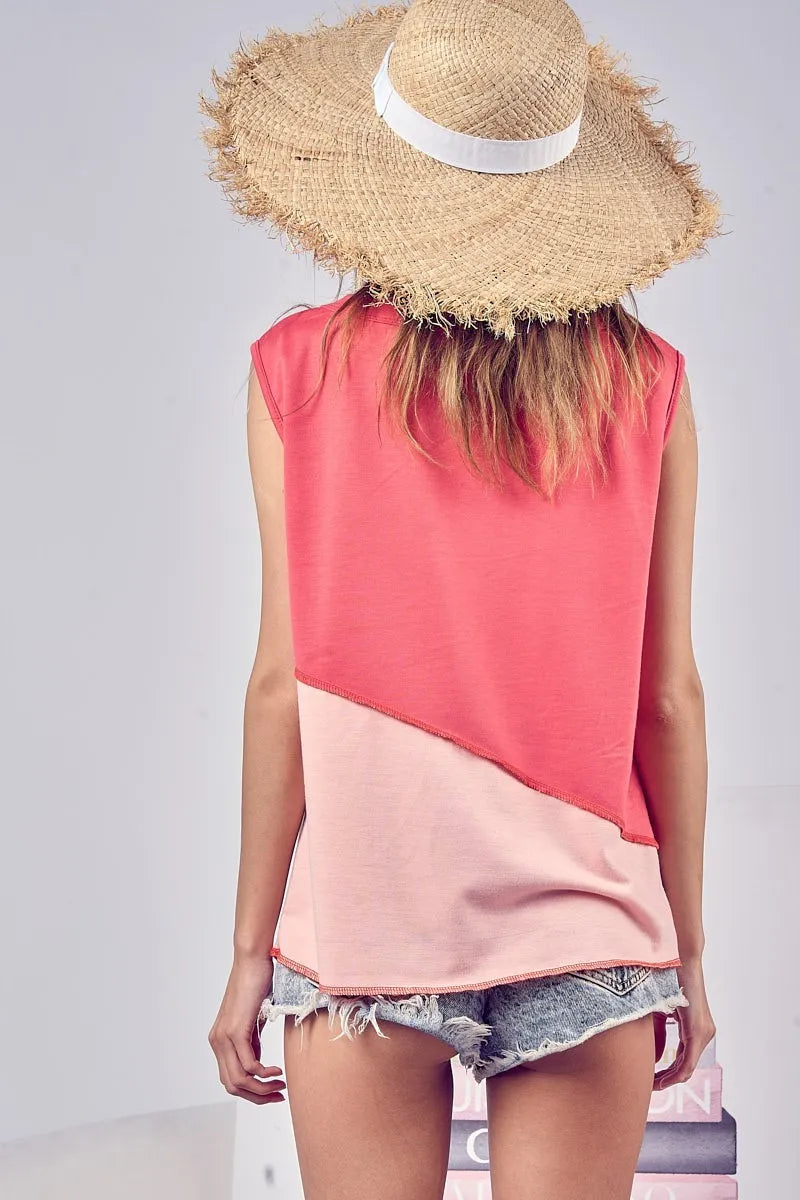 BiBi Color Block Contrast Stitching Buttoned Henley Top for Women | Trendy Casual Shirt with Unique Design | Perfect for Everyday Wear, Office & Weekend Outfits