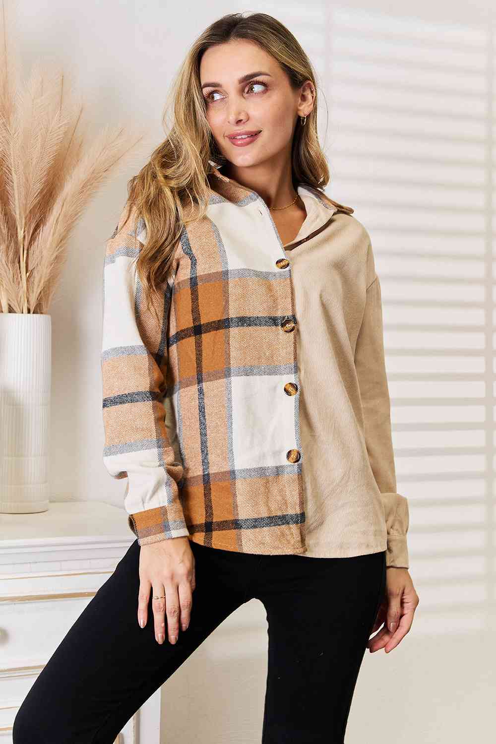 Stylish Plaid Print Dropped Shoulder Shirt for Men & Women - Casual Oversized Button Down Shirt for Fall & Winter - Perfect for Layering, Streetwear and Everyday Outfits