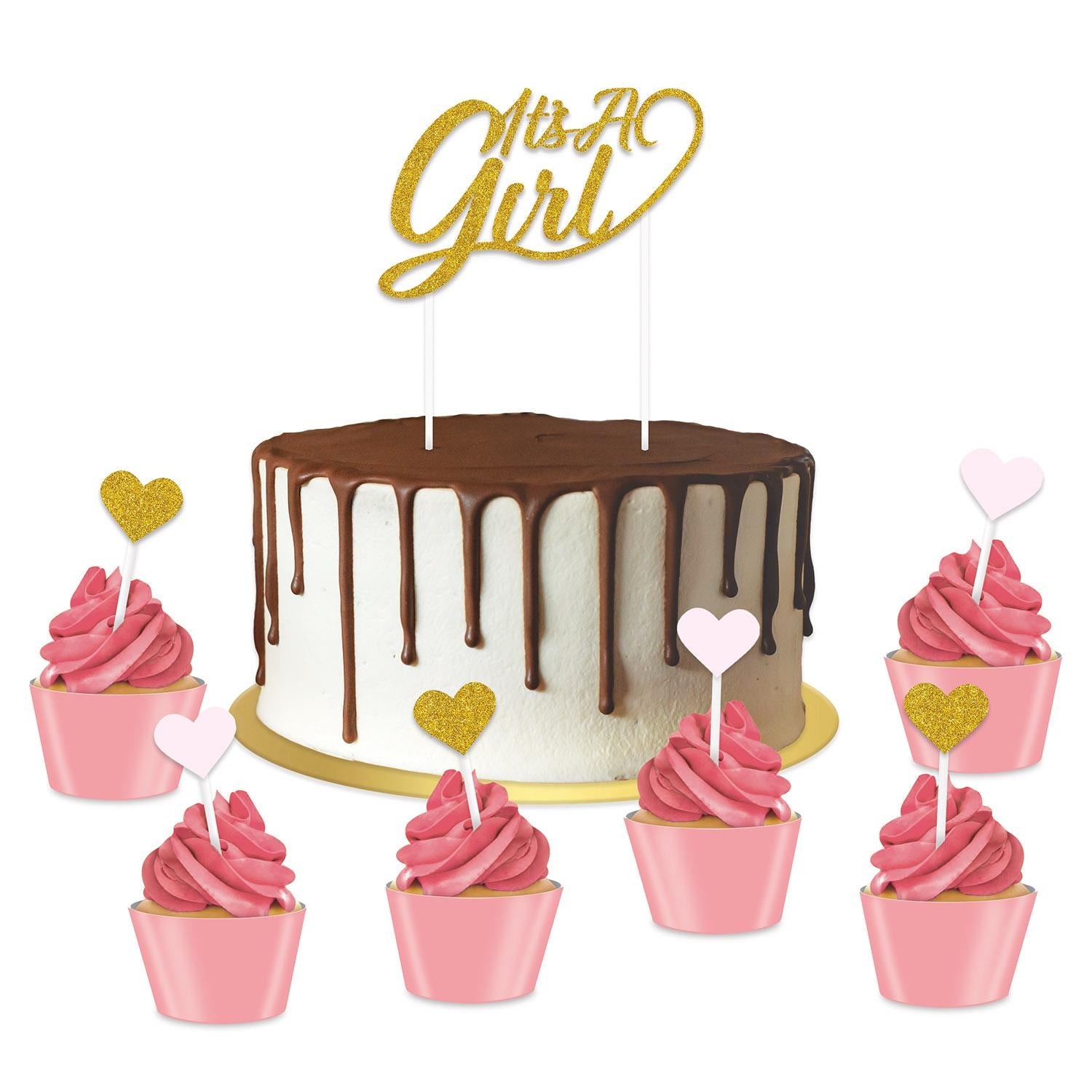 12 Pack Beistle It's A Girl Cake Toppers - Baby Shower Decorations for Gender Reveal Party, Birthday Celebration & Newborn Welcome