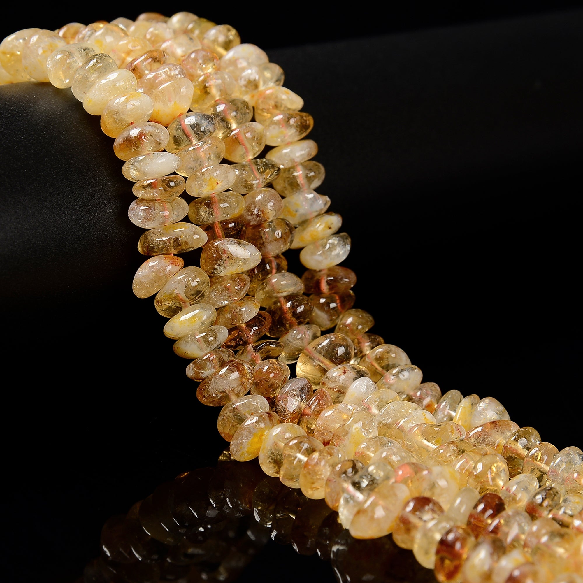 Natural Citrine Beads 7mm 8mm 10mm 12mm Irregular Pebble Nugget Chips with Center Drill Hole - 16 Inch Strand for Jewelry Making, DIY Bracelets, Necklaces & Craft Projects