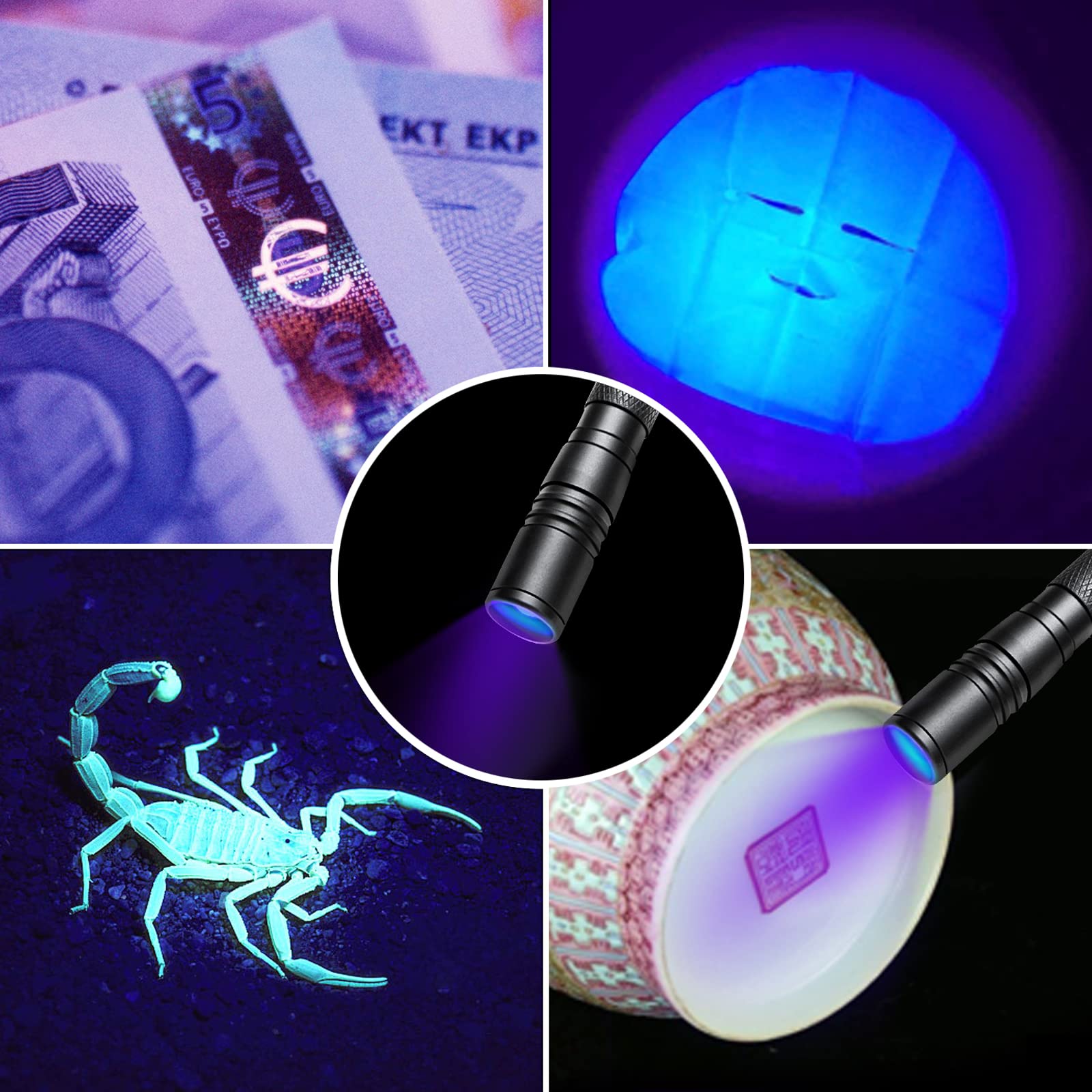 UV Flashlight Pen, 395nm LED Blacklight for Pet Urine & Bed Bugs - 2 Pack for Home & Travel