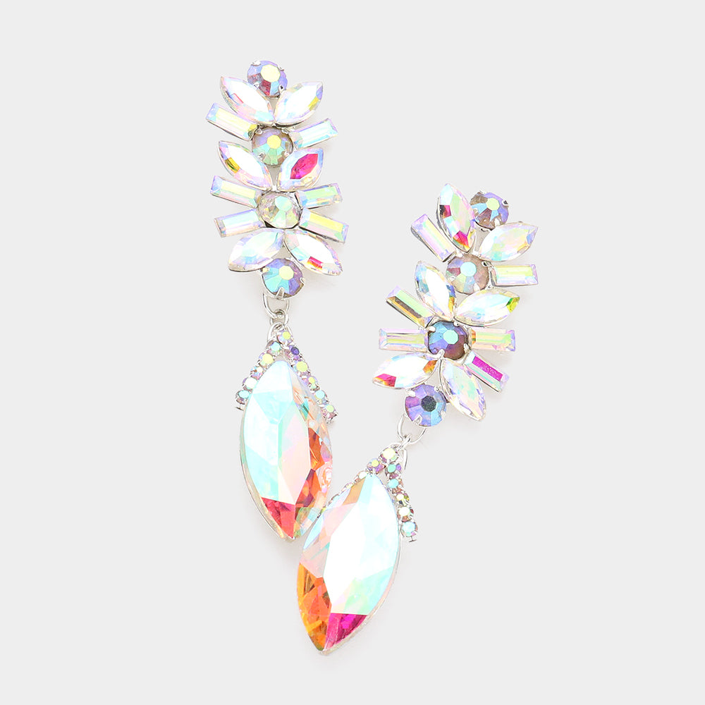 AB Multi Stone Dangle Pageant Earrings | Elegant Prom Earrings for Women | 584220 | Perfect for Pageants, Prom Nights & Special Occasions