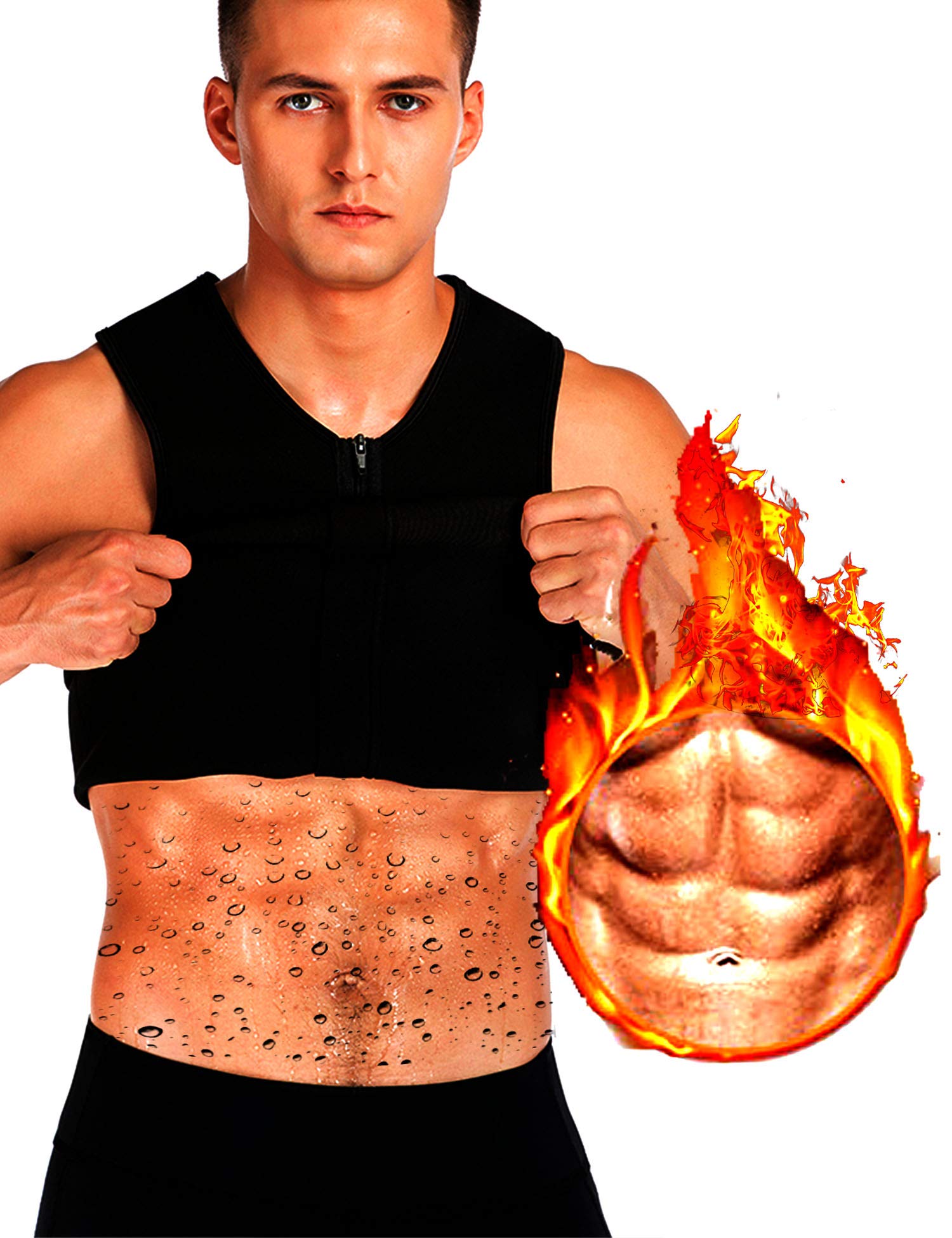 SLTY Men's Waist Trainer Vest - Neoprene Weight Loss Corset, Compression Sweat Vest for Men, Body Shaper Sauna Tank Top - Ideal for Workout, Gym & Postpartum Recovery
