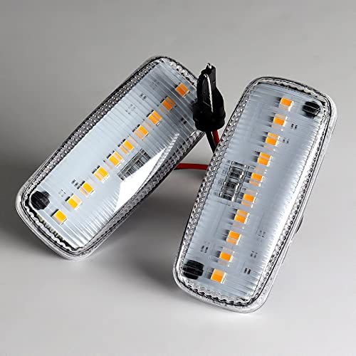 Amber LED Side Marker Lights (2PCS) - Compatible with 2005-2016 Chrysler 300, Dodge Charger, Jeep Grand Cherokee - Clear Lens Reflector Turn Signal Lights - Perfect for Night Driving & Enhanced Vehicle Safety