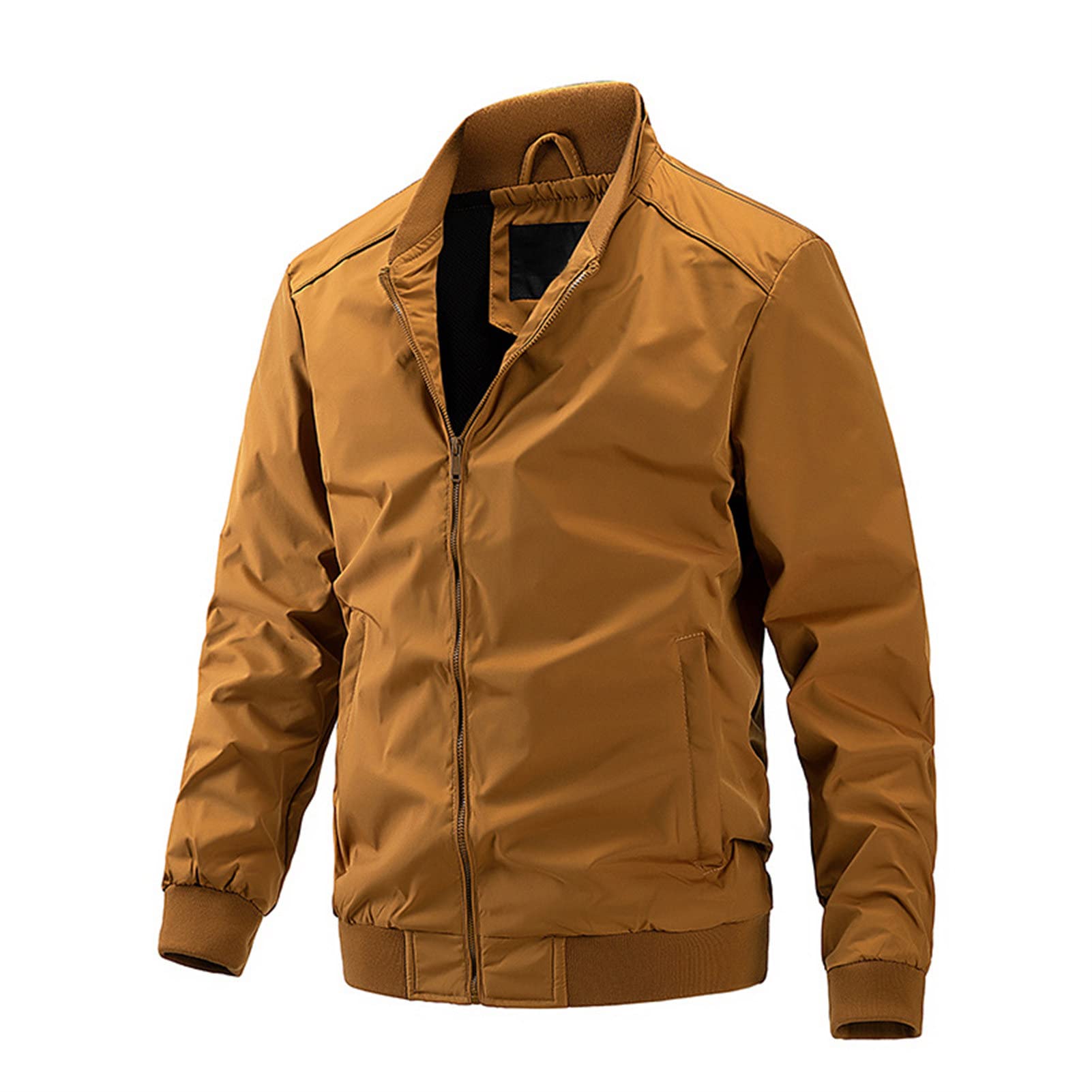 Men's Casual Stand Collar Cardigan Zipper Coat - Solid Color Lightweight Spring Jacket for Business & Outdoor Wear