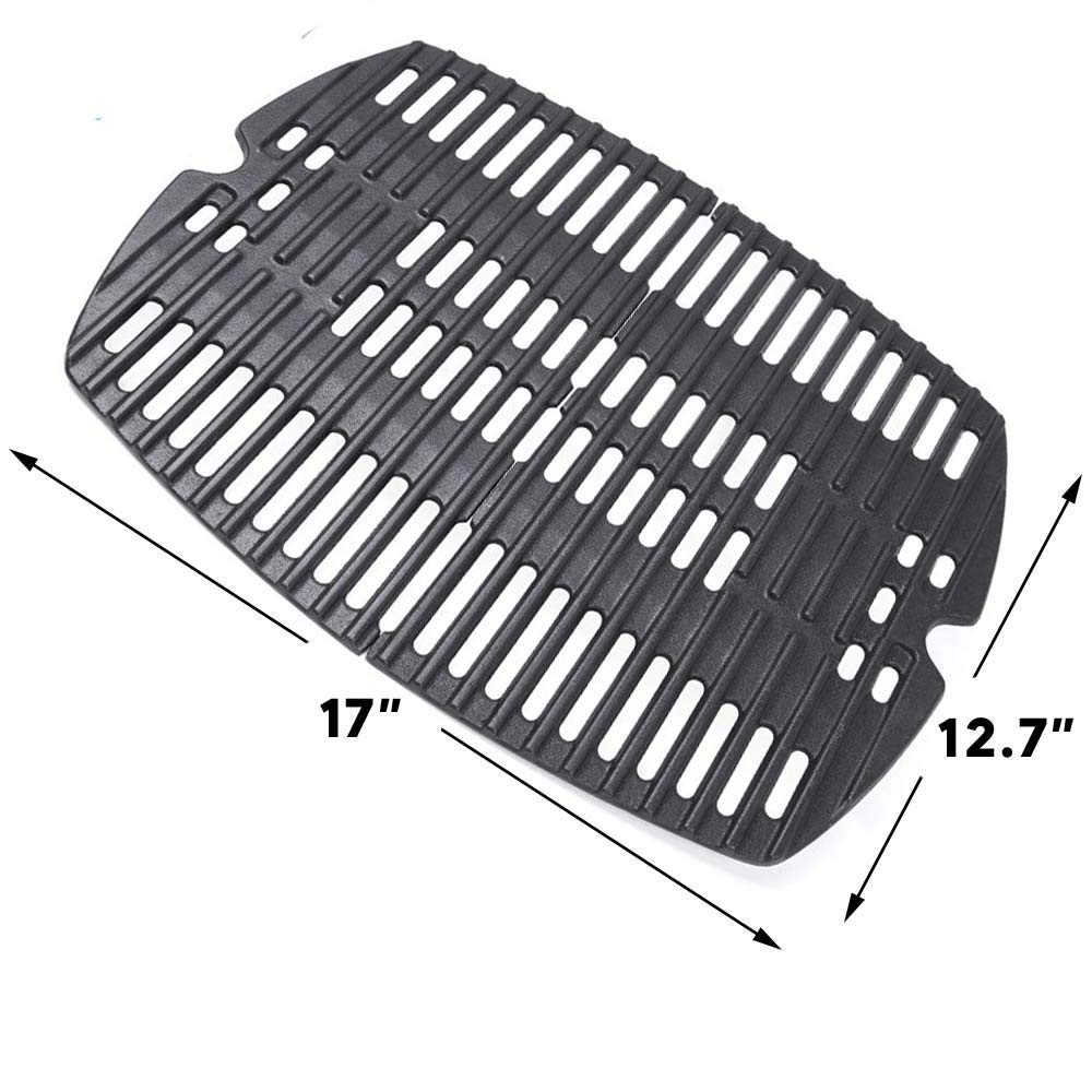 Uniflasy 7644 Cast Iron Cooking Grates & 6558 Griddle for Weber Q100 Q1000 Q120 Q1200 Baby Q Gas Grills Replacement Parts - Perfect for Backyard BBQs, Camping & Outdoor Cooking