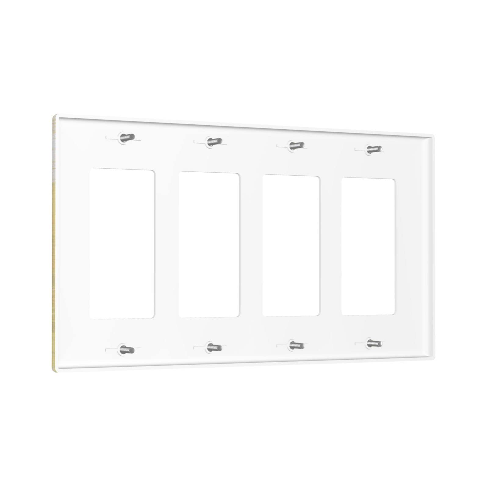 Abstract Beige Yellow Grey Quad Rocker Light Switch Cover - Decorative 4 Gang Wall Plate Covers - Funny Lightswitch Faceplate 4.5 x 8.0 Inch - Perfect for Living Room, Bedroom, Office & Home Decor