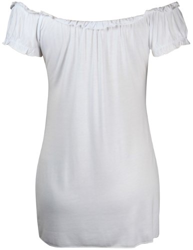Plus Size Off Shoulder Boho Gypsy Top for Women - White Size 14 | Flowy Summer Blouse for Beach, Vacation & Casual Outfits