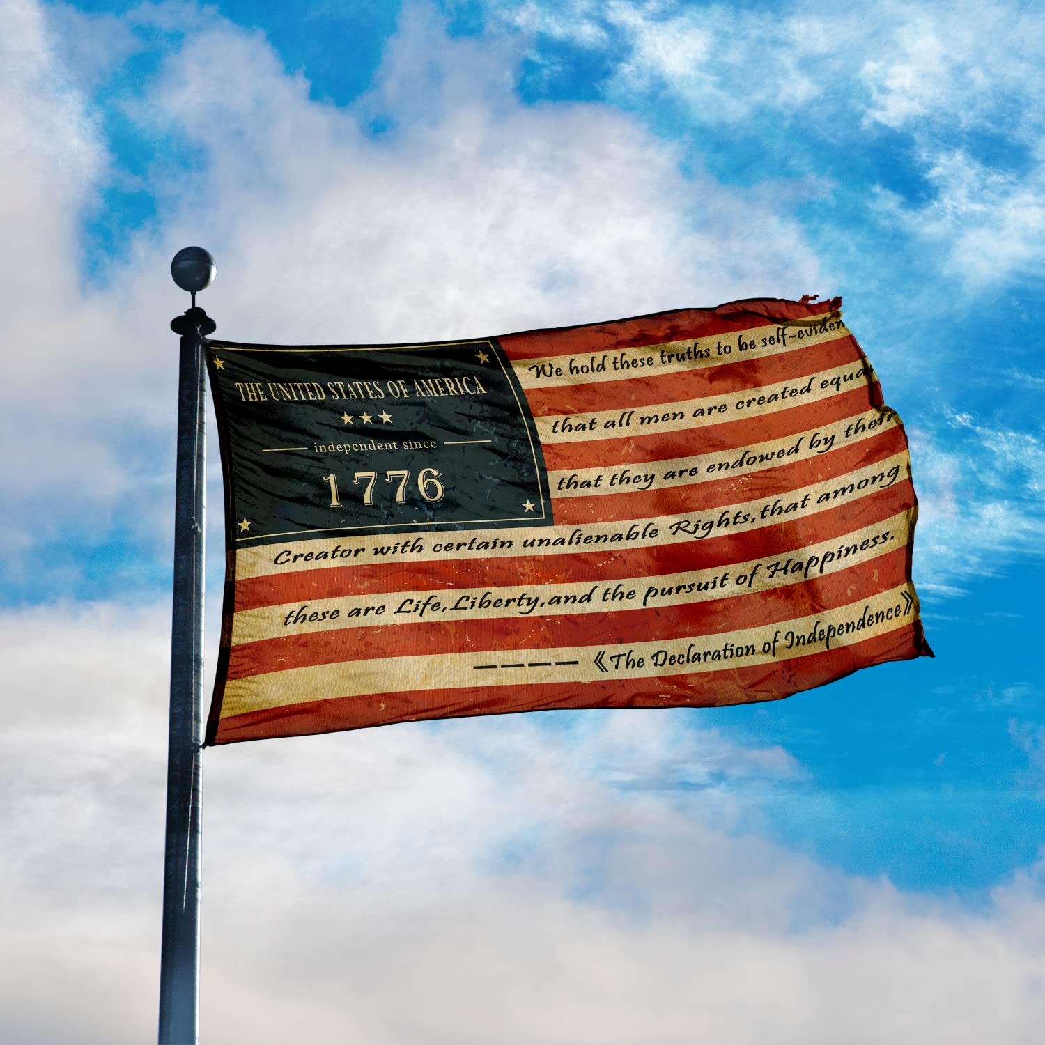 USA Patriotic Independence Day Banner - Celebrate 4th of July Since 1776 with American Flag Decor for Parties, Parades & Outdoor Events